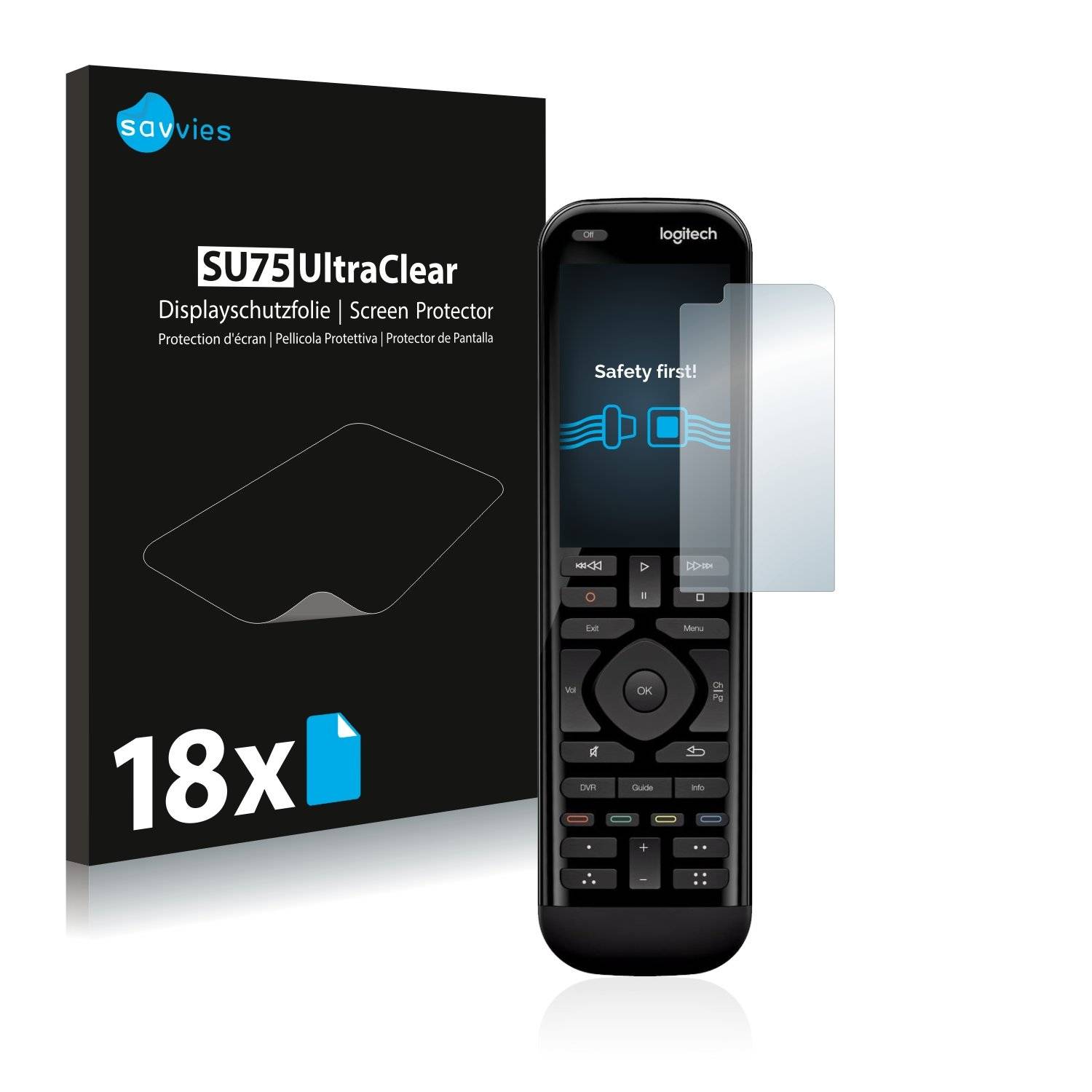 18x Savvies® SU75 Displayschutzfolie für Logitech Harmony 950