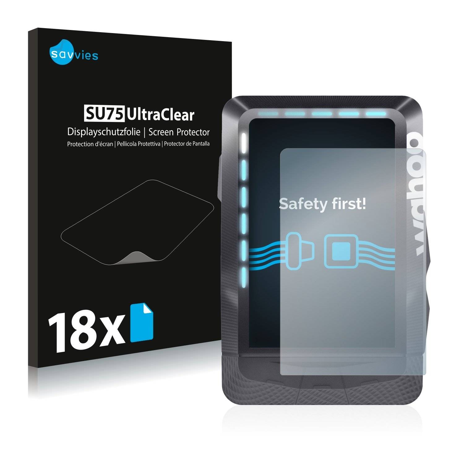 18x Savvies® SU75 Displayschutzfolie für Wahoo Elemnt GPS