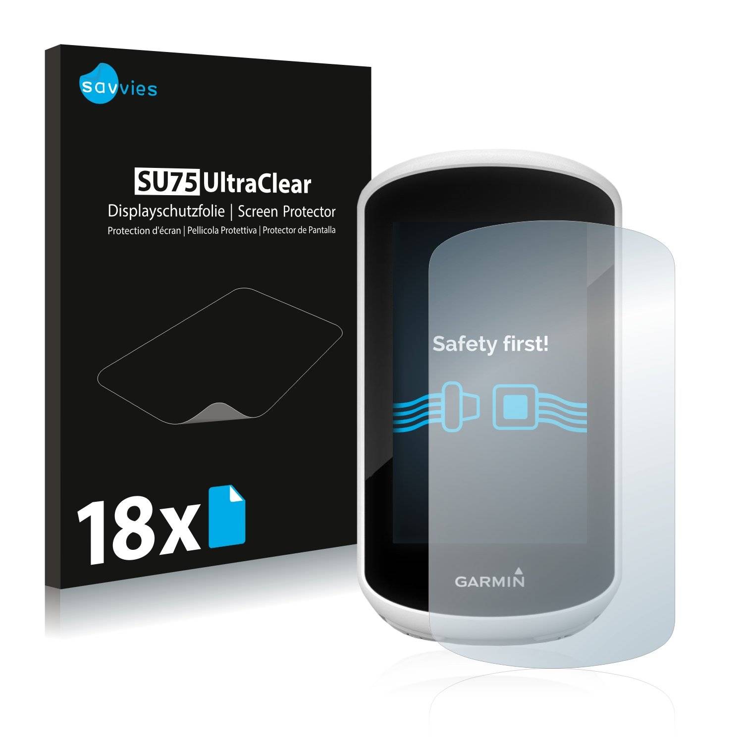 18x Savvies® SU75 Displayschutzfolie für Garmin Edge Explore 2018