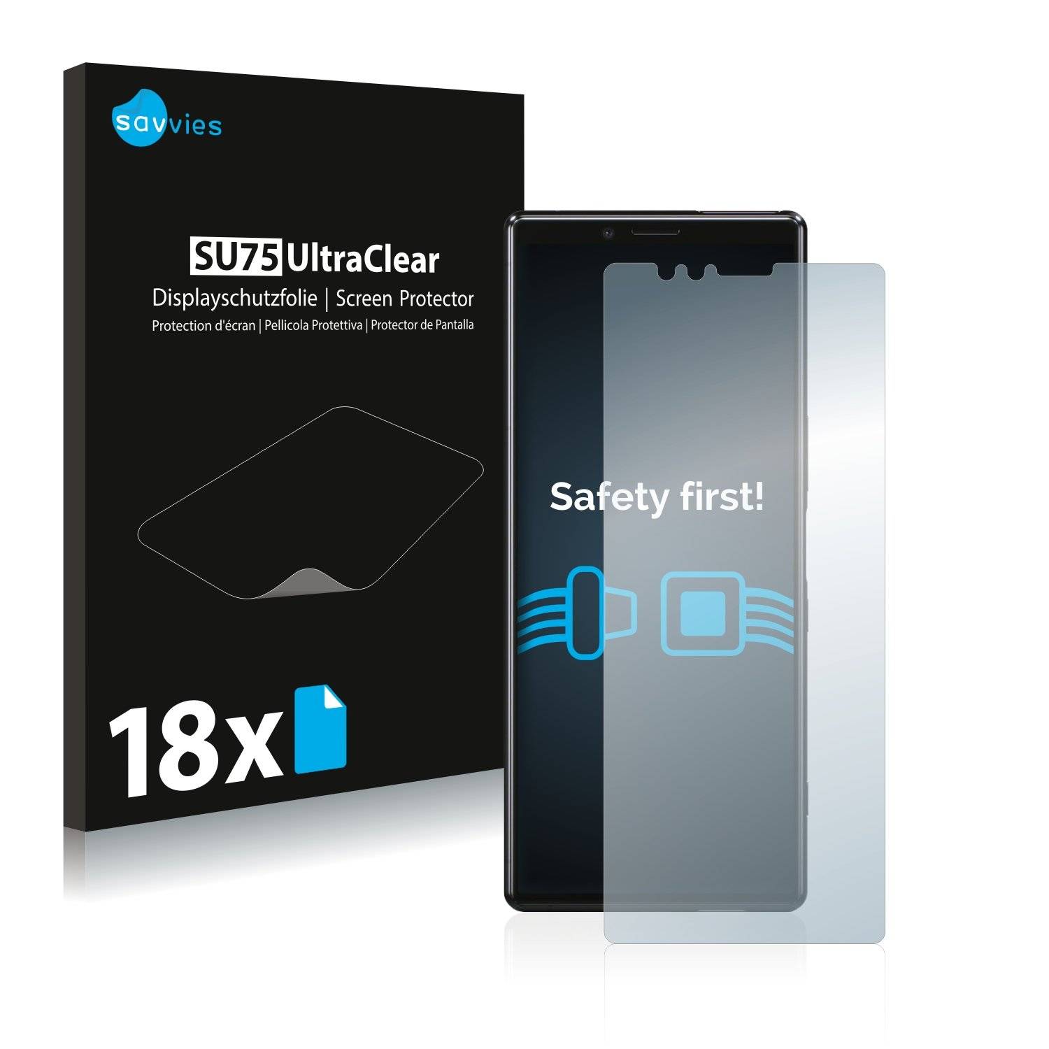 18x Savvies® SU75 Displayschutzfolie für Sony Xperia 1