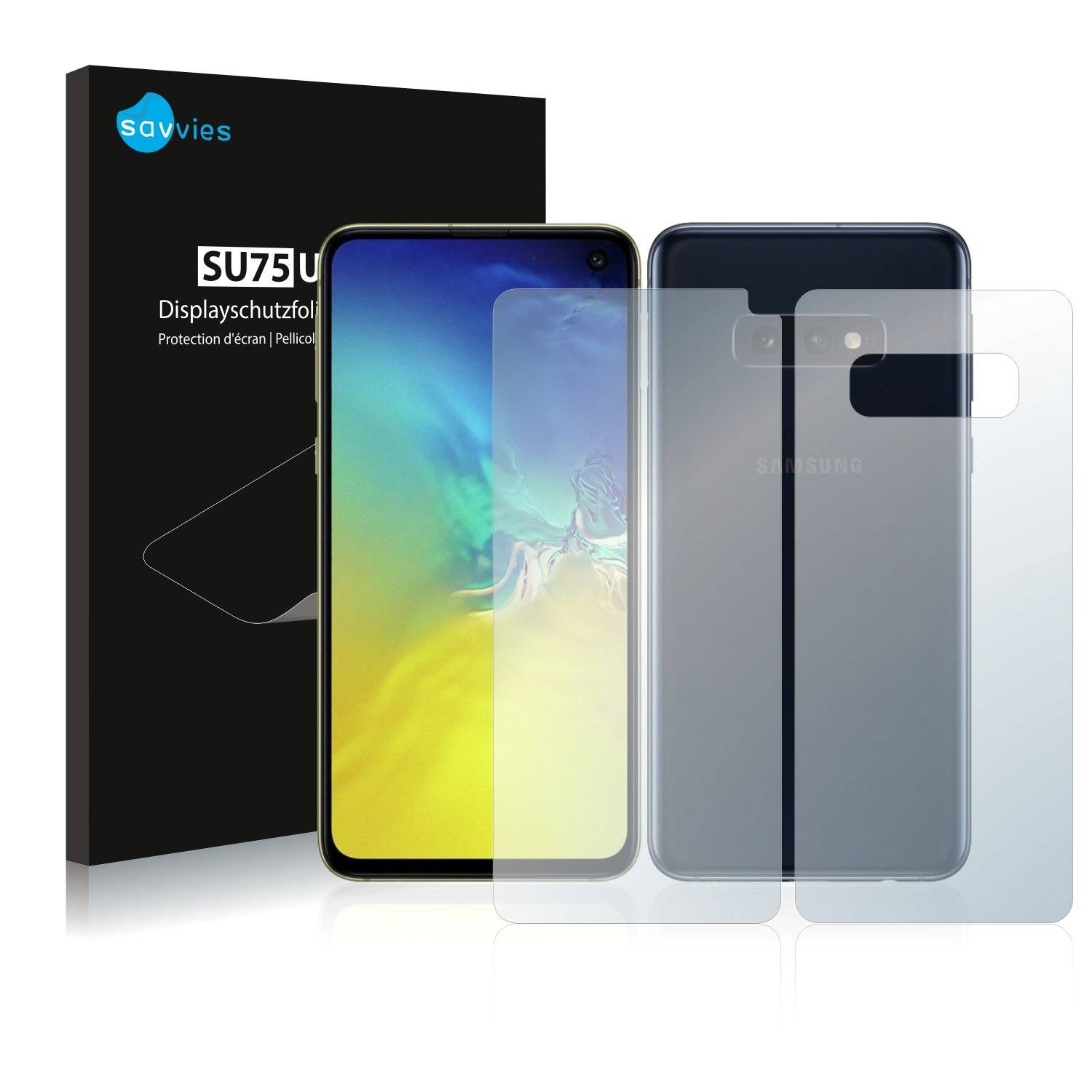18x Savvies® SU75 Displayschutzfolie für Samsung Galaxy S10e (Vorder + Rückseite)