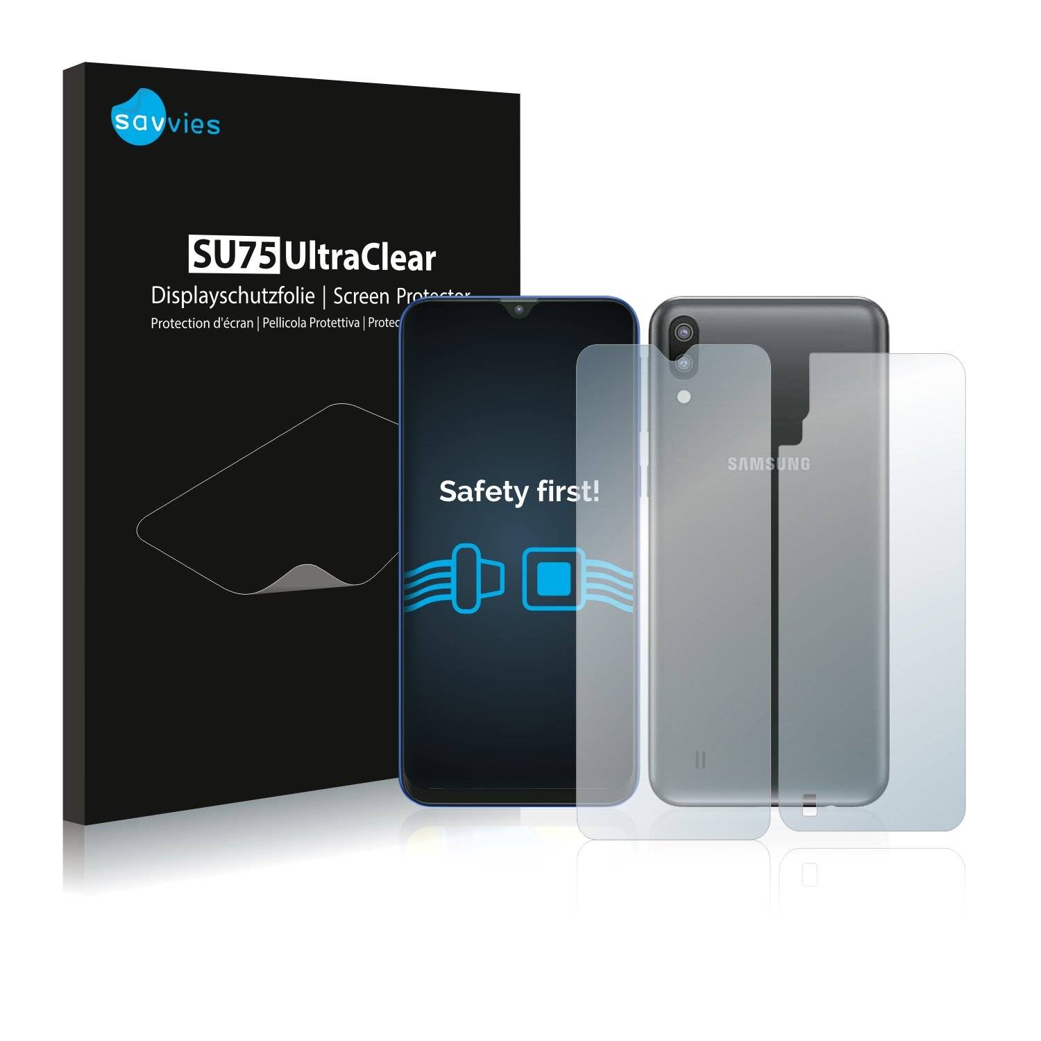 18x Savvies® SU75 Displayschutzfolie für Samsung Galaxy M10 (Vorder + Rückseite)