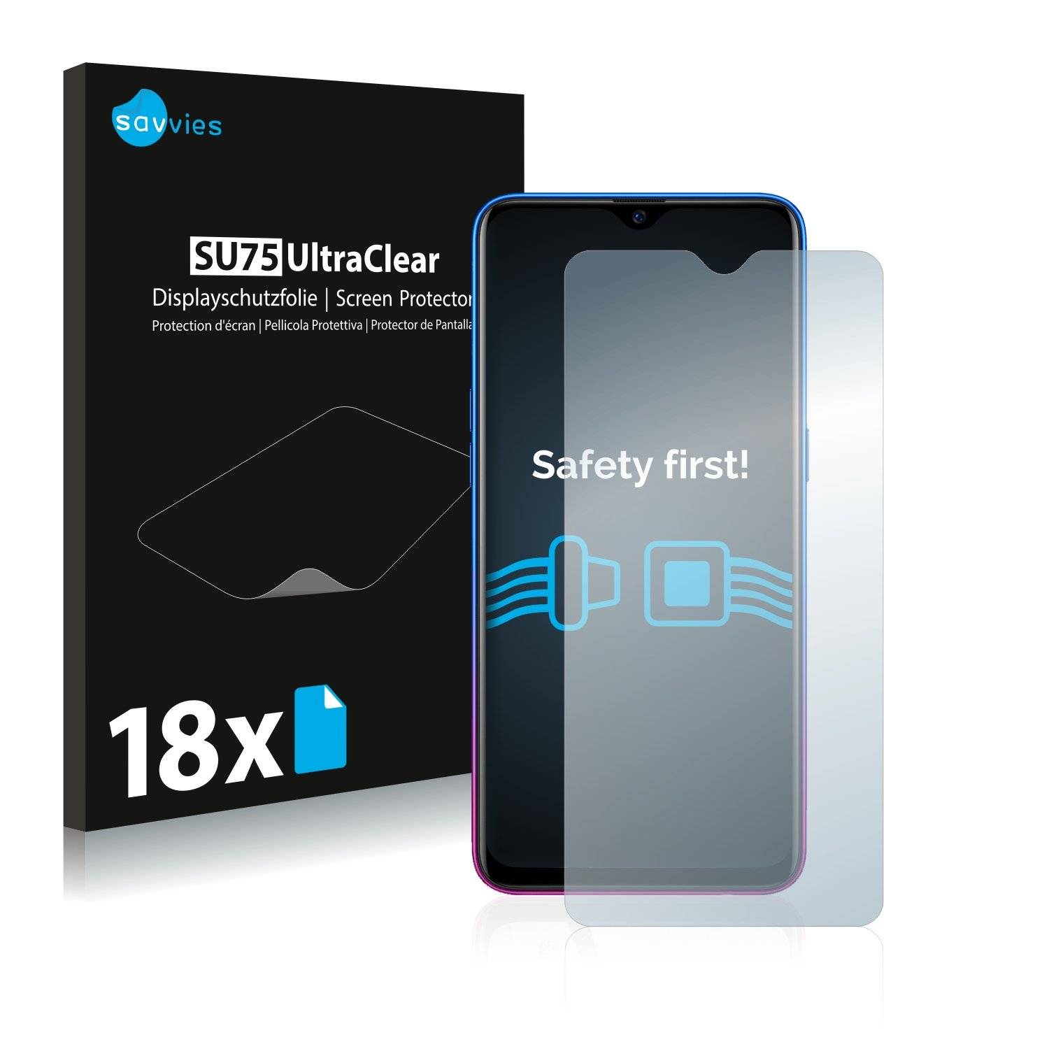 18x Savvies® SU75 Displayschutzfolie für Oppo R17 Neo