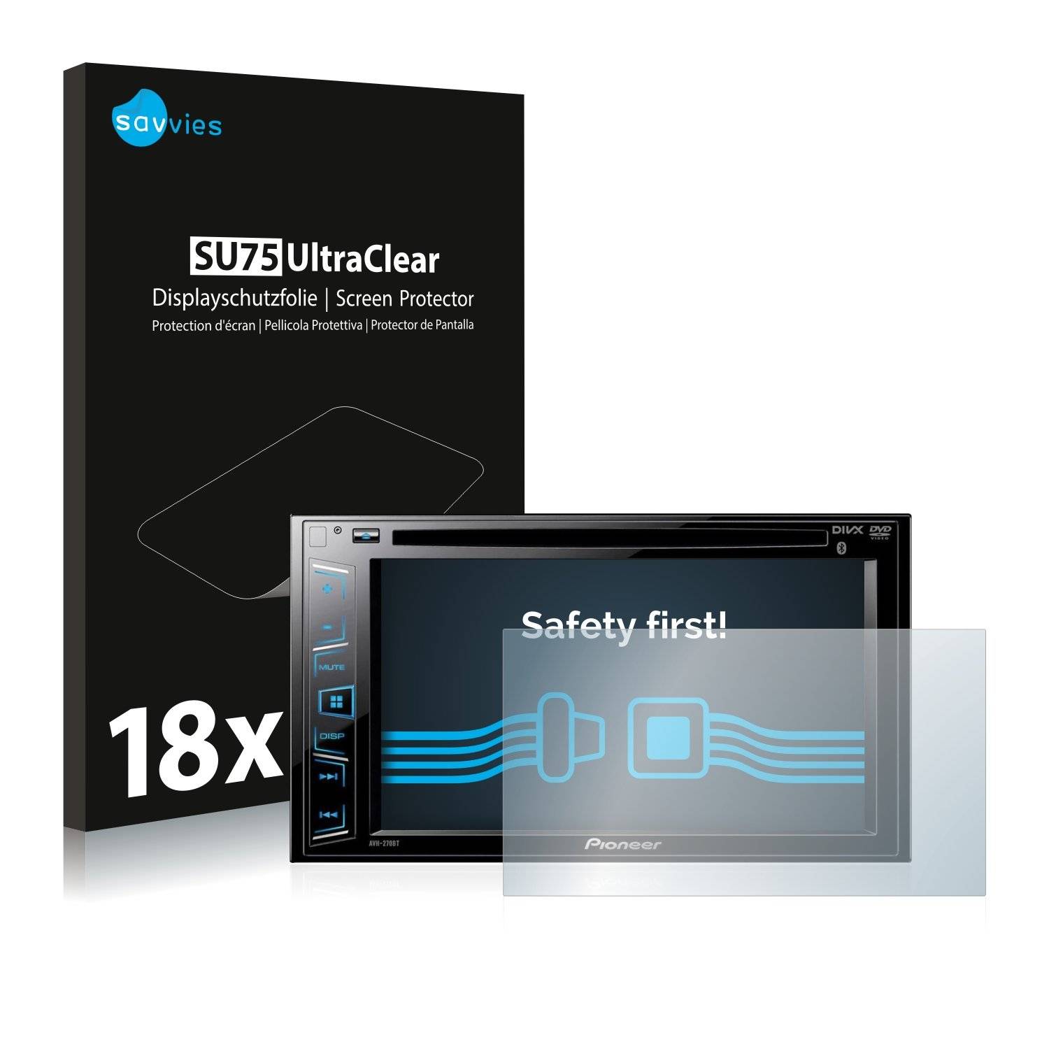 18x Savvies® SU75 Displayschutzfolie für Pioneer AVH-280BT