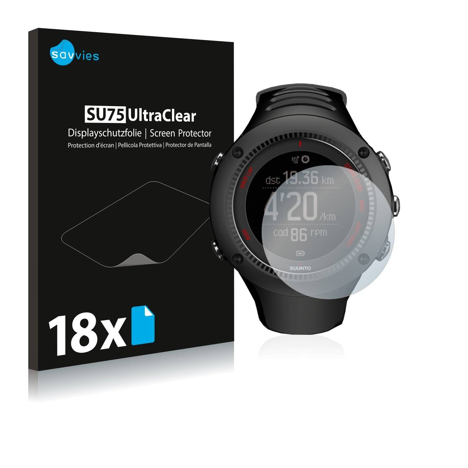 18x Savvies® SU75 Displayschutzfolie für Suunto Ambit3 Multisport