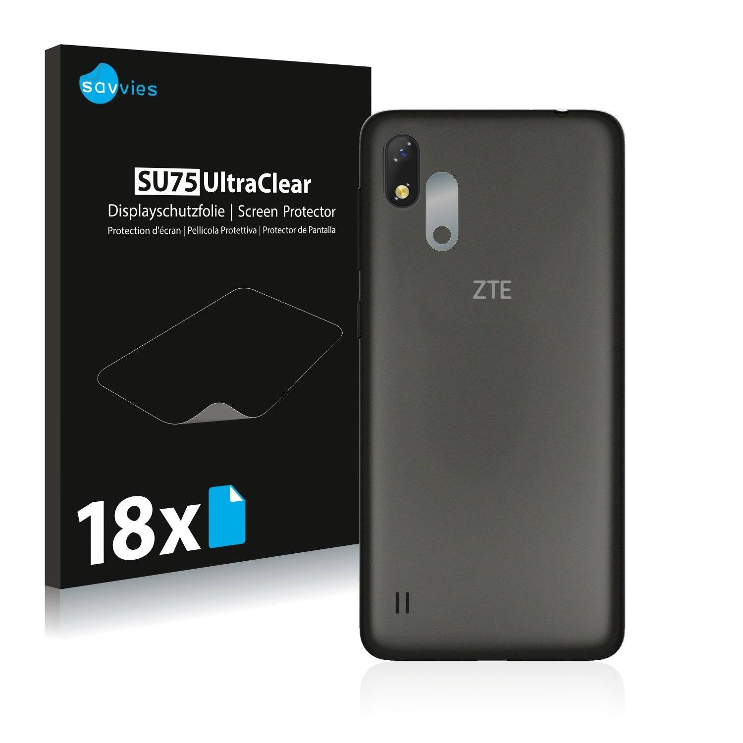 18x Savvies® SU75 Displayschutzfolie für ZTE Blade A530 (Kamera auf der Rückseite)