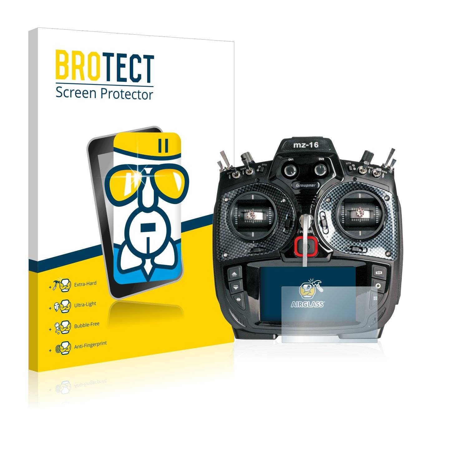BROTECT® AirGlass® Panzerglasfolie für Graupner mz-16 HoTT (3. Gen)