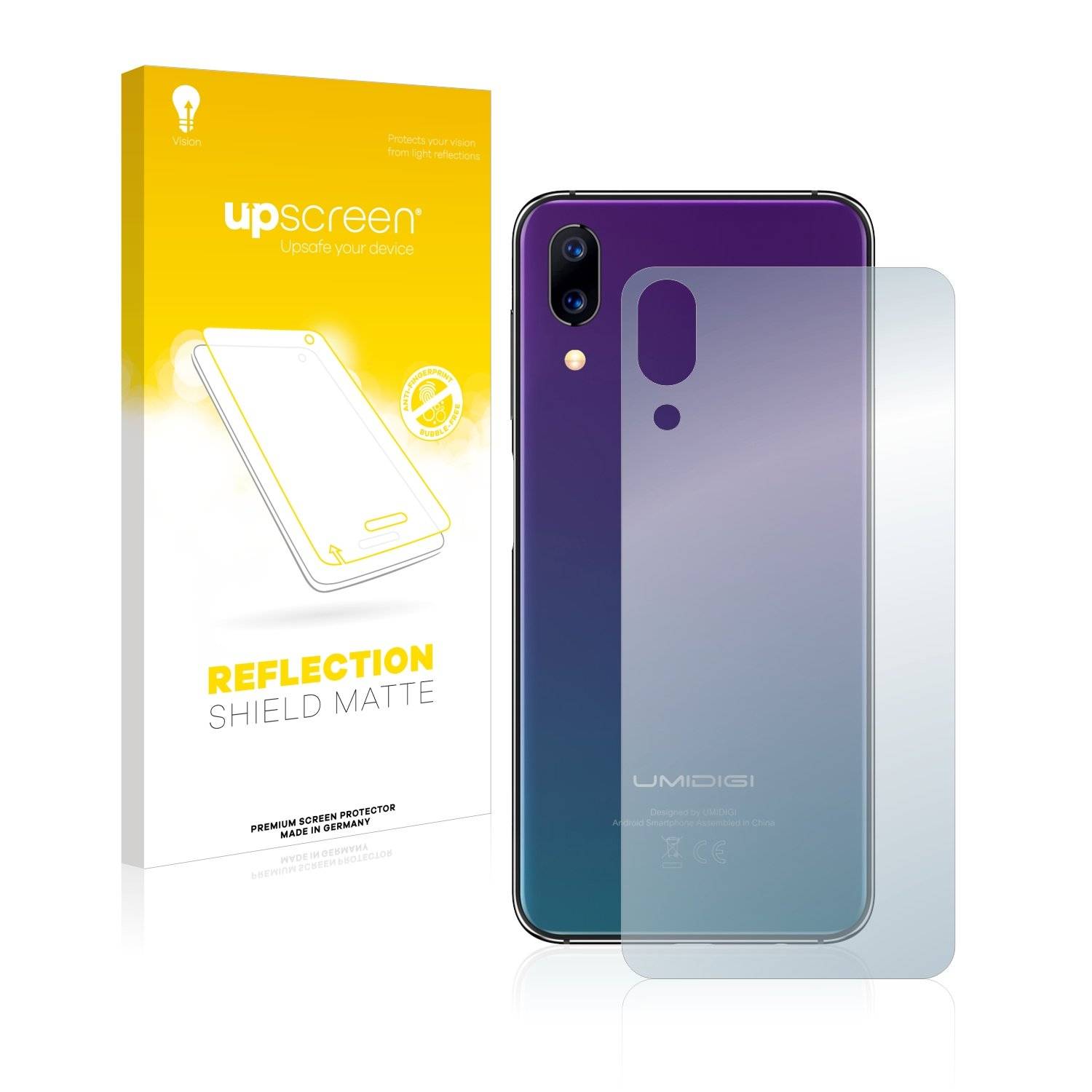 upscreen® Reflection Shield Matte Displayschutzfolie Premium für Umidigi One Max (Rückseite)