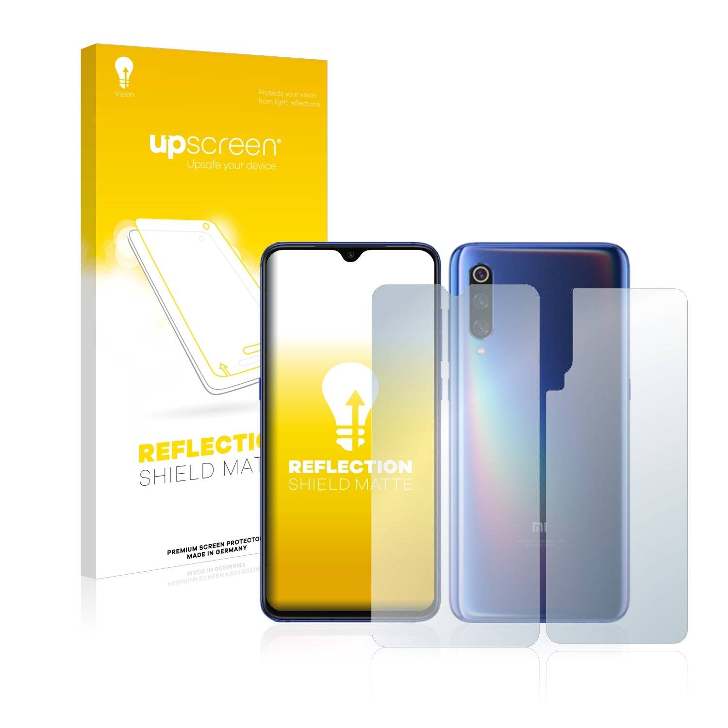 upscreen® Reflection Shield Matte Displayschutzfolie Premium für Xiaomi Mi 9 (Vorder + Rückseite)