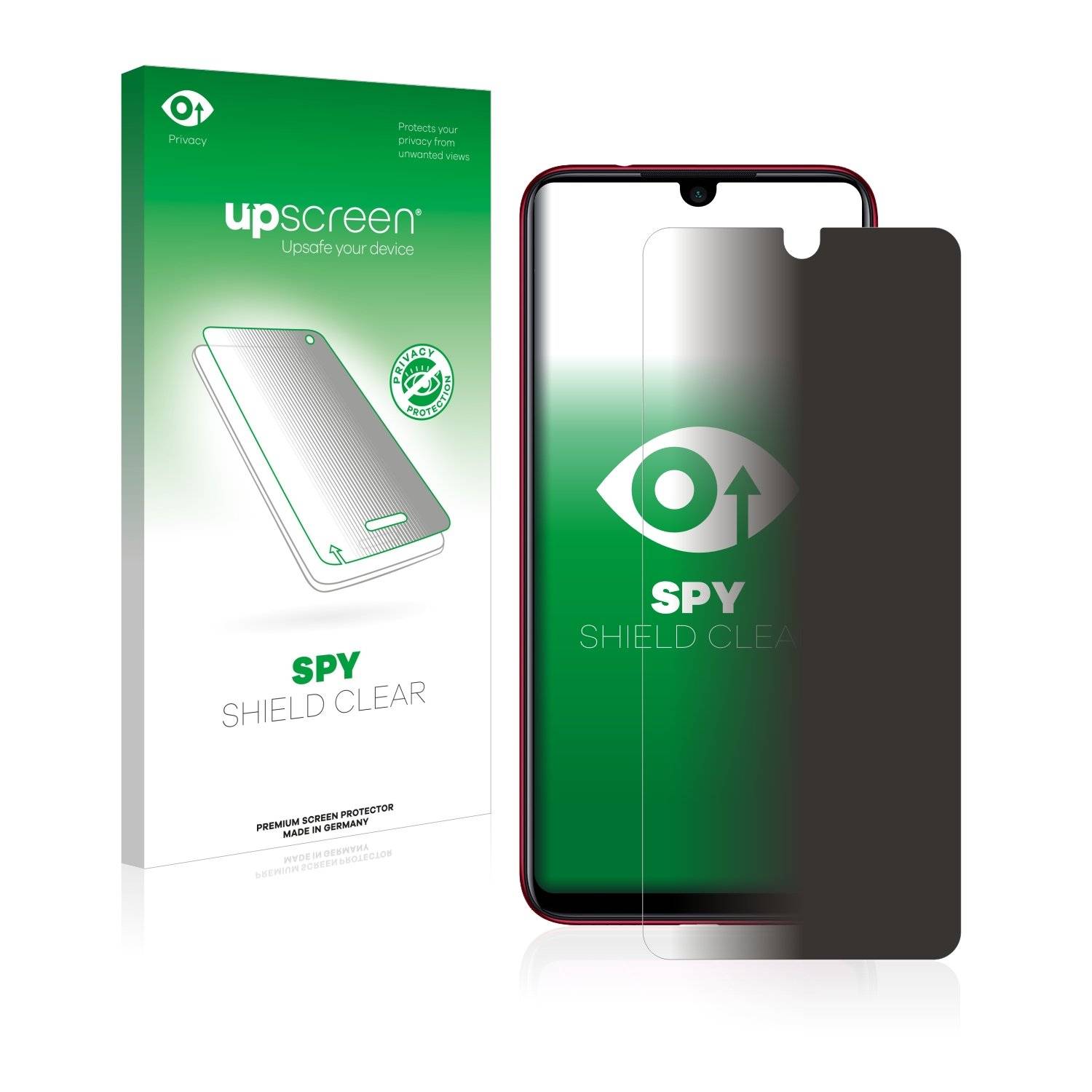 upscreen® Spy Shield Clear Premium Blickschutzfolie für Xiaomi Redmi Note 7 Pro