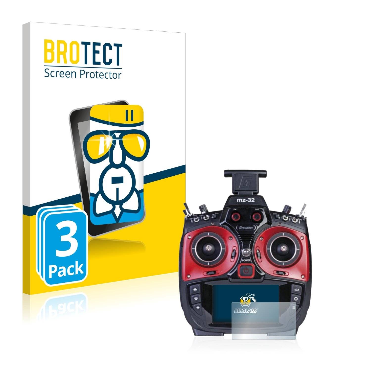 3x BROTECT® AirGlass® Panzerglasfolie für Graupner MZ-32 (3.Gen)