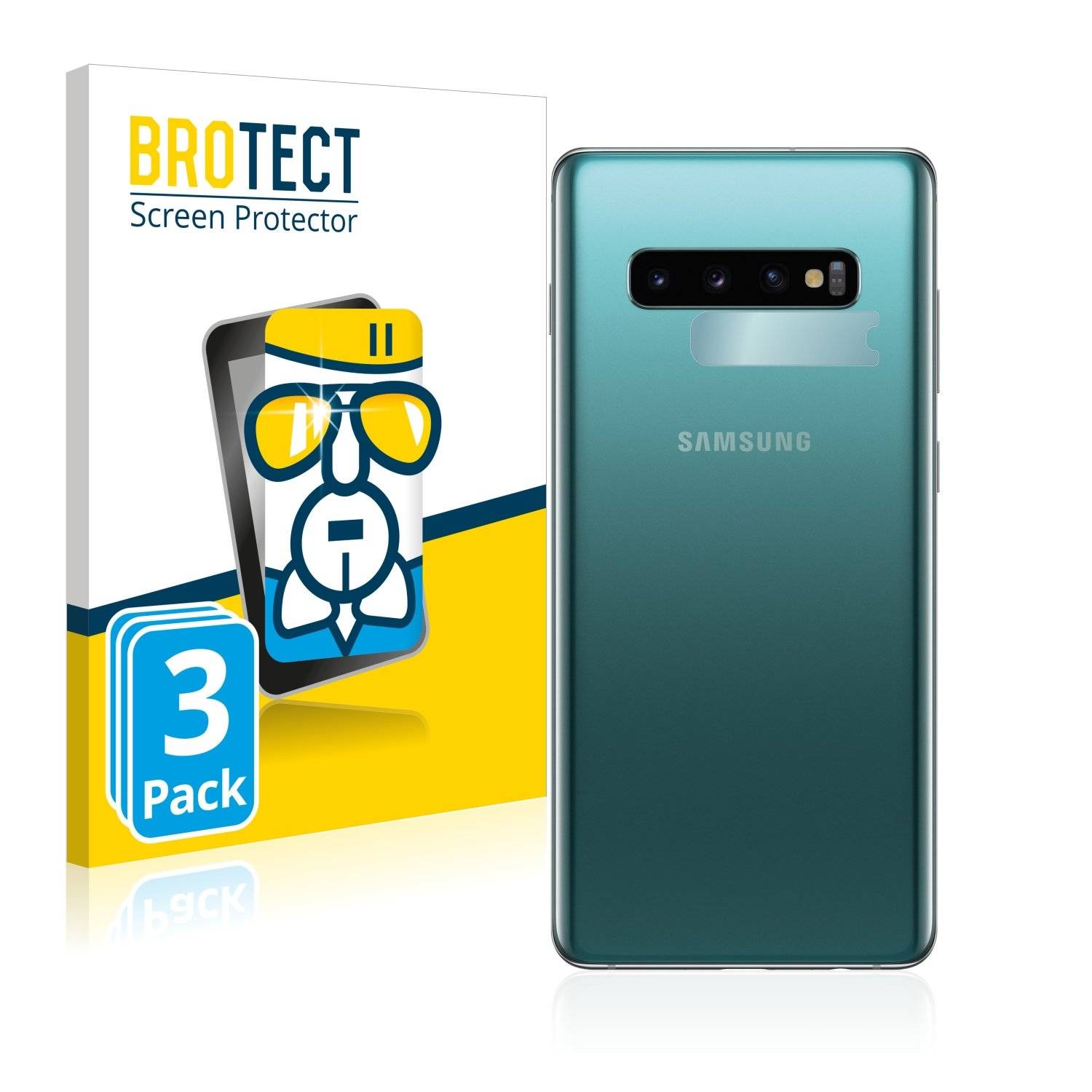 3x BROTECT® AirGlass® Panzerglasfolie für Samsung Galaxy S10 Plus (Kamera auf der Rückseite)