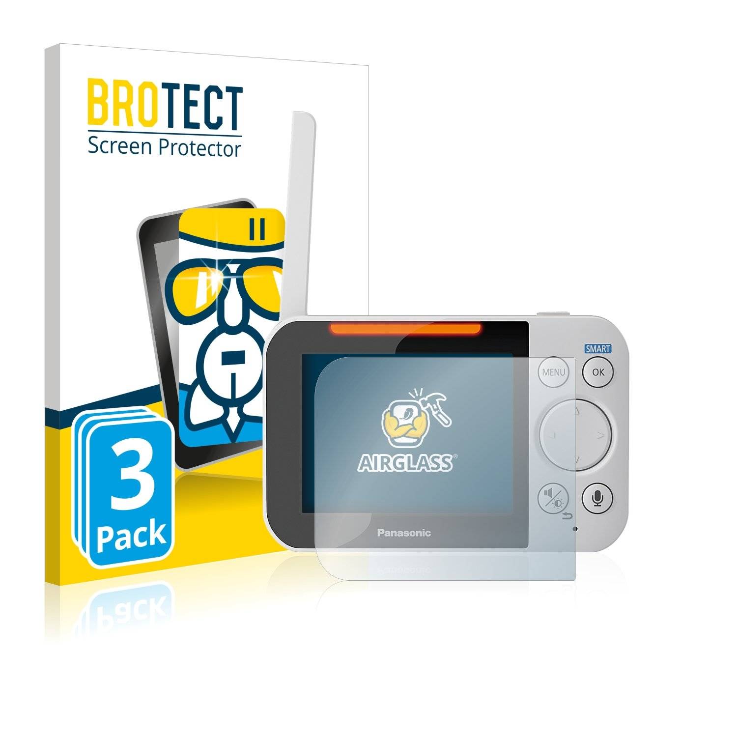 3x BROTECT® AirGlass® Panzerglasfolie für Panasonic Long Range Baby Monitor