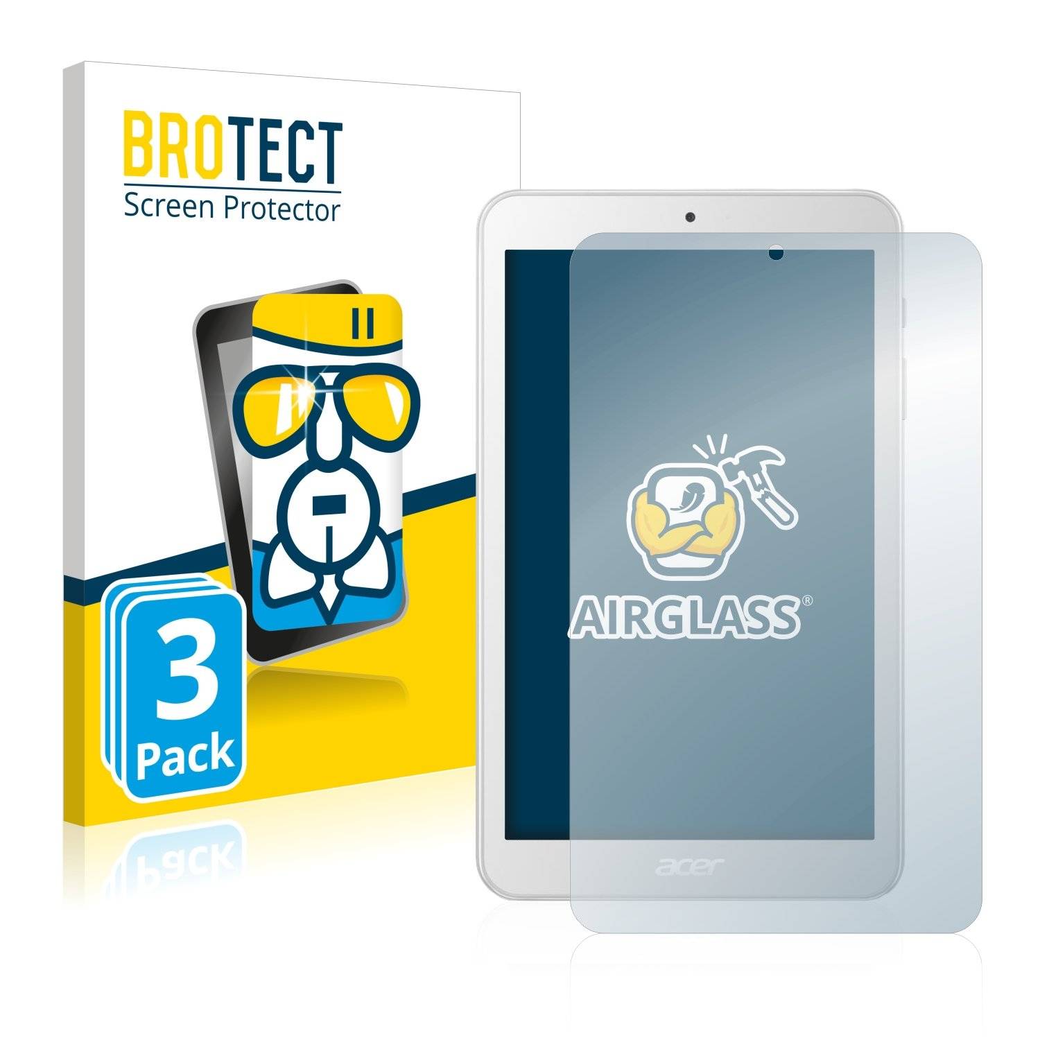 3x BROTECT® AirGlass® Panzerglasfolie für Acer Iconia One 8 B1-870