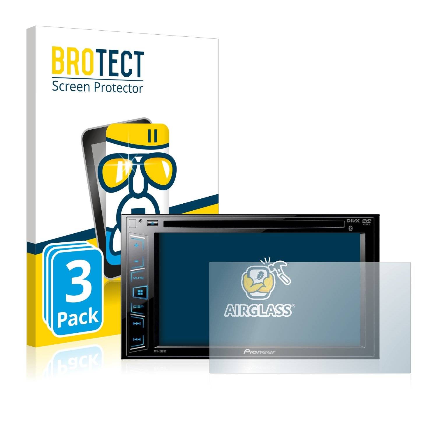 3x BROTECT® AirGlass® Panzerglasfolie für Pioneer AVH-280BT