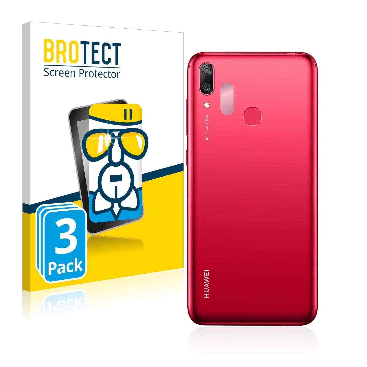 3x BROTECT® AirGlass® Panzerglasfolie für Huawei Y7 2019 (Kamera auf der Rückseite)