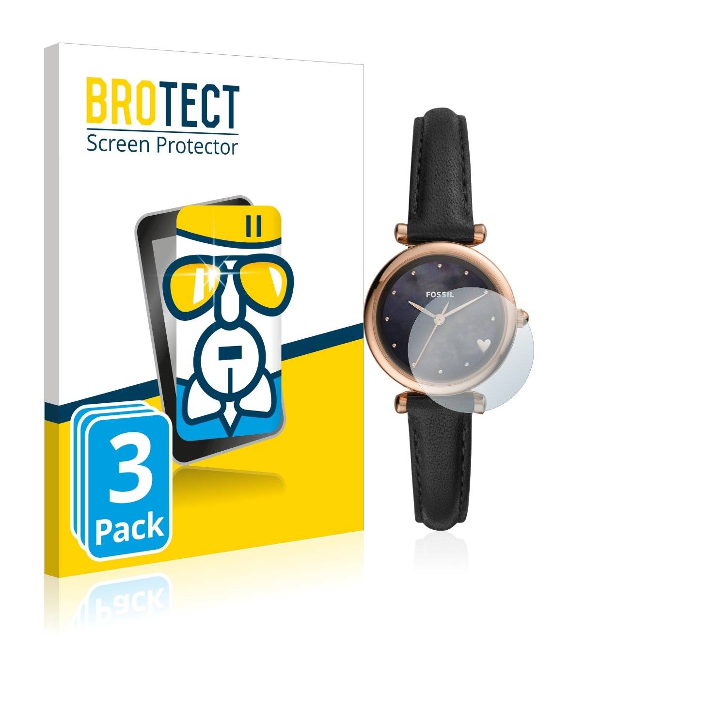 3x BROTECT® AirGlass® Panzerglasfolie für Fossil Carlie Mini
