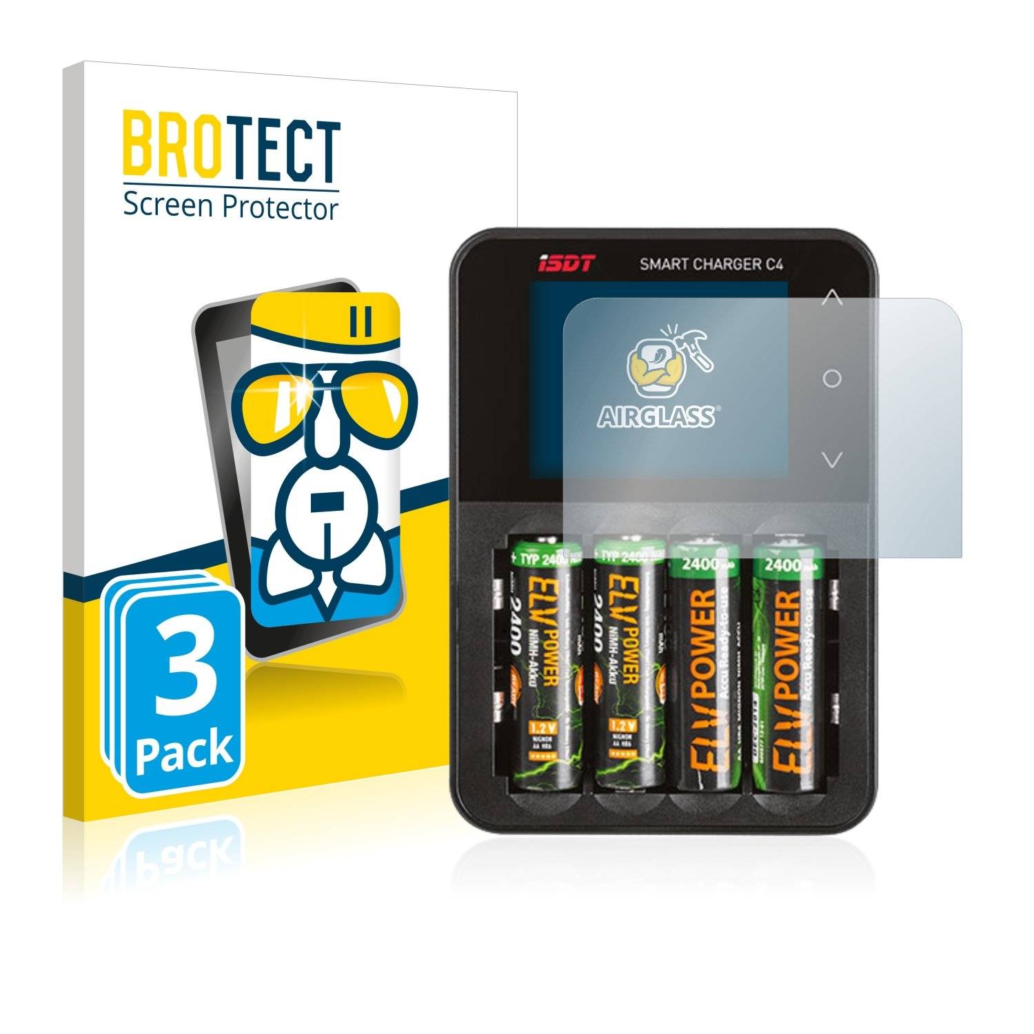3x BROTECT® AirGlass® Panzerglasfolie für ISDT Smart Charger C4