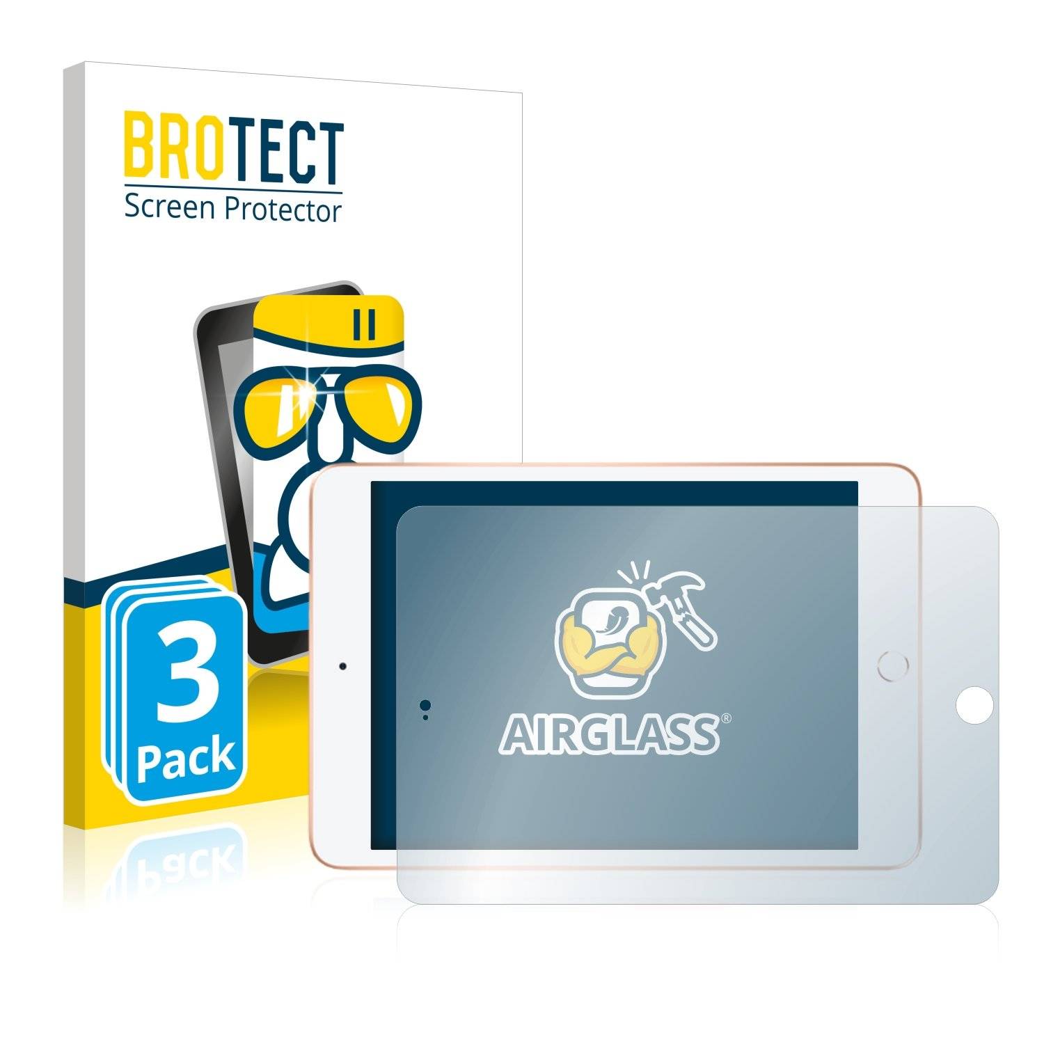 3x BROTECT® AirGlass® Panzerglasfolie für Apple iPad mini 2019 (Querformat)