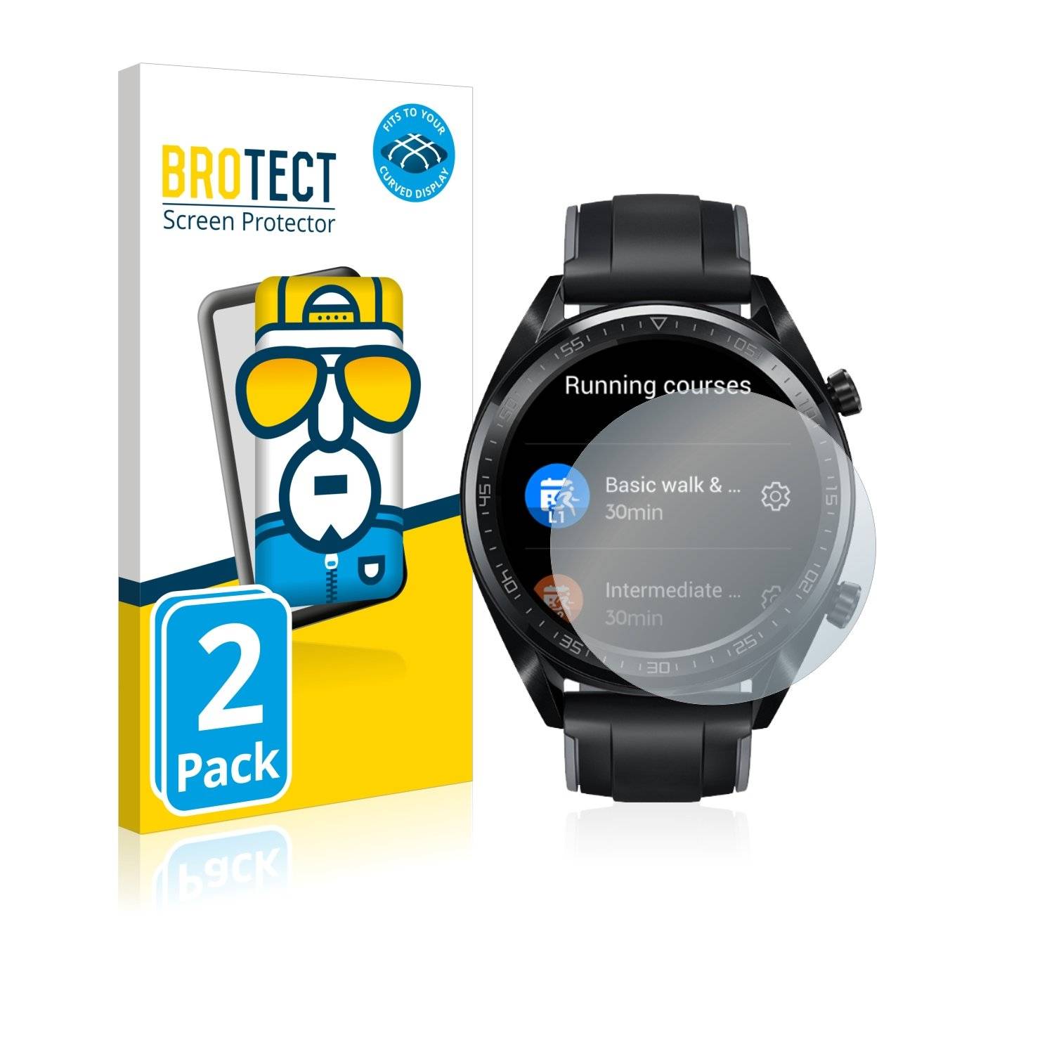 2x BROTECT® Flex Full-Cover Displayschutzfolie für Huawei Watch GT