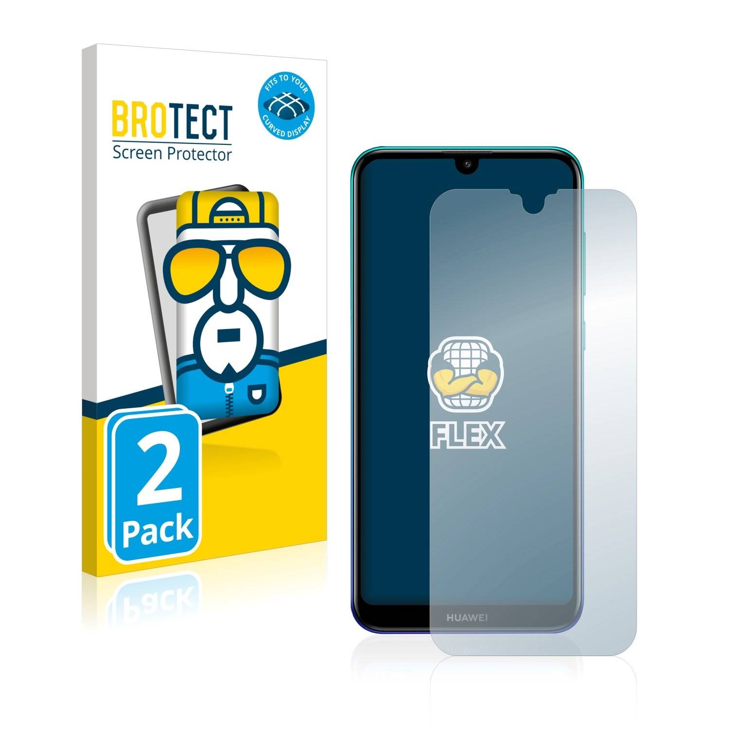 2x BROTECT® Flex Full-Cover Displayschutzfolie für Huawei Y7 2019