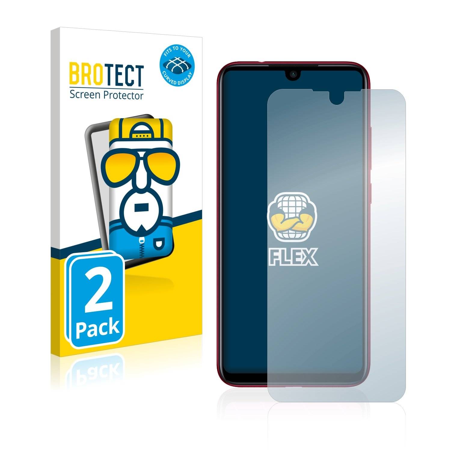 2x BROTECT® Flex Full-Cover Displayschutzfolie für Xiaomi Redmi Note 7 Pro