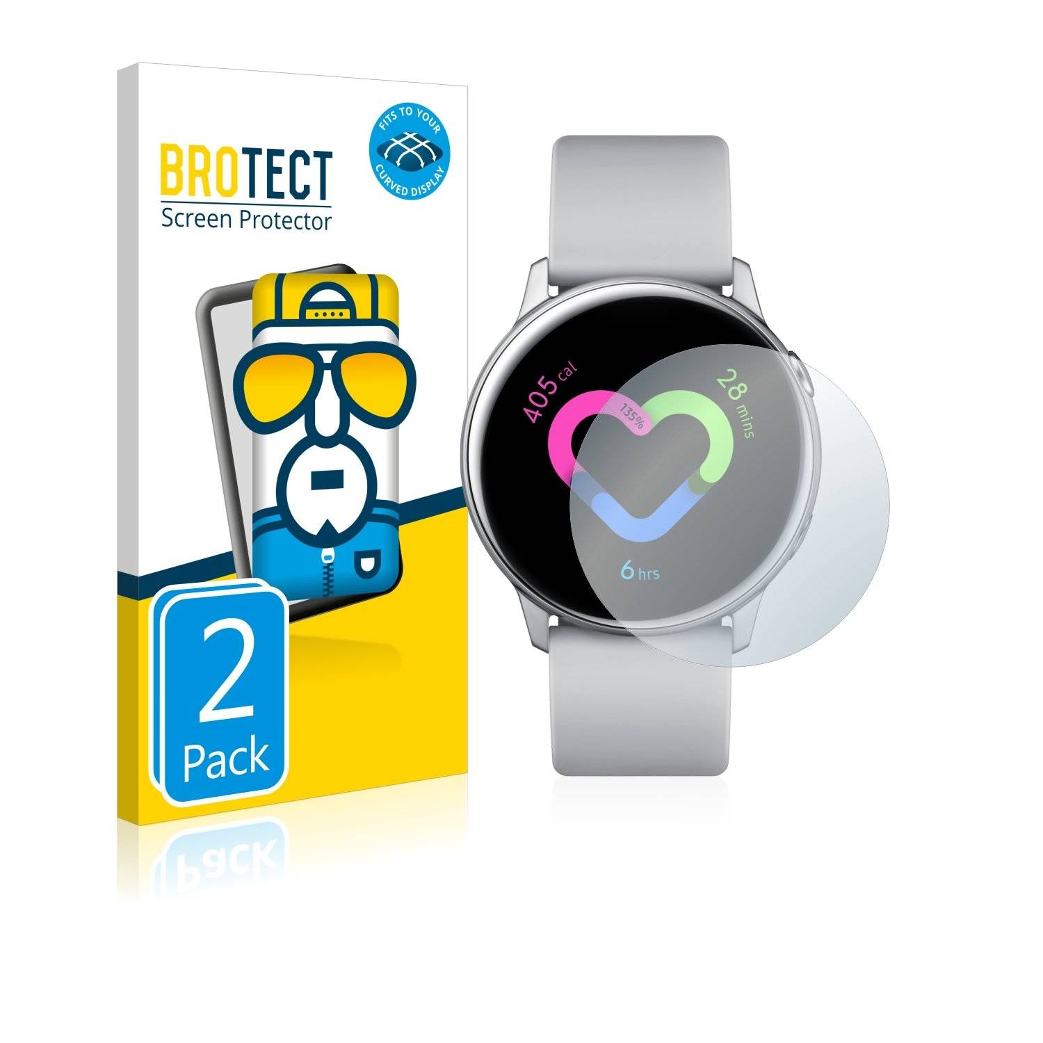 2x BROTECT® Flex Full-Cover Displayschutzfolie für Samsung Galaxy Watch Active