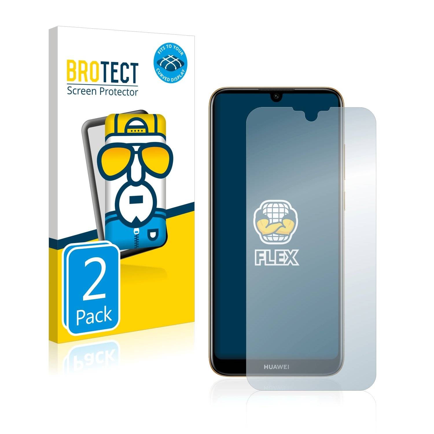 2x BROTECT® Flex Full-Cover Displayschutzfolie für Huawei Y6 Pro 2019
