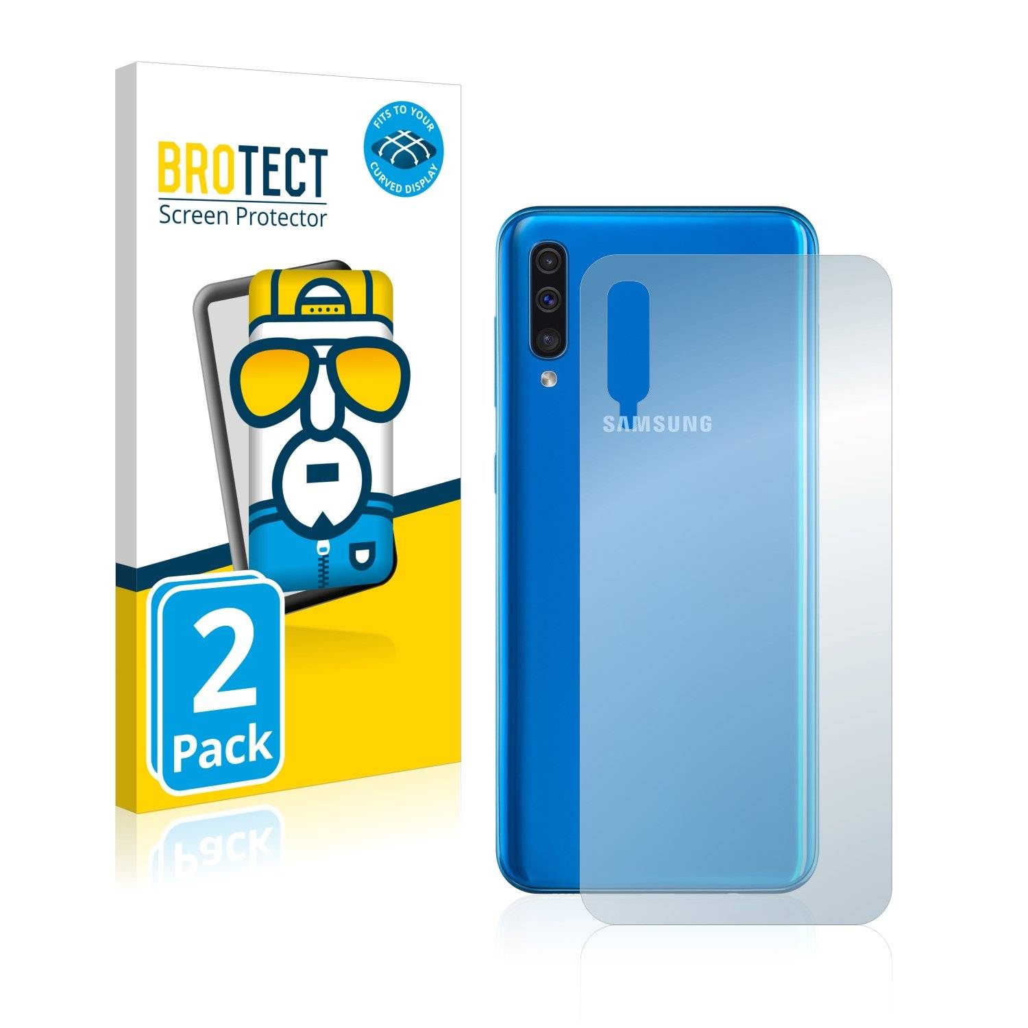 2x BROTECT® Flex Full-Cover Displayschutzfolie für Samsung Galaxy A50 (Rückseite)