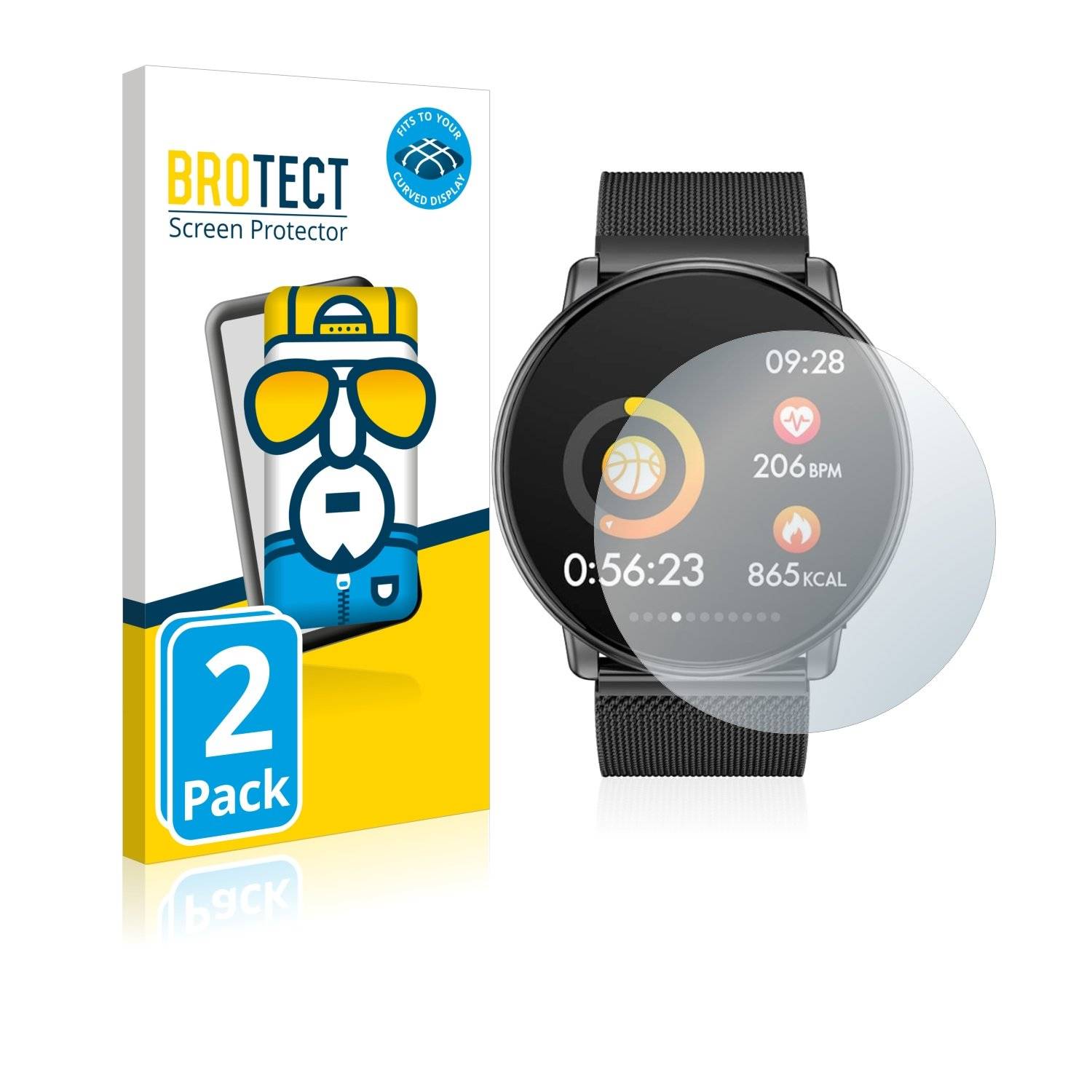2x BROTECT® Flex Full-Cover Displayschutzfolie für Azorex Smartwatch Q88