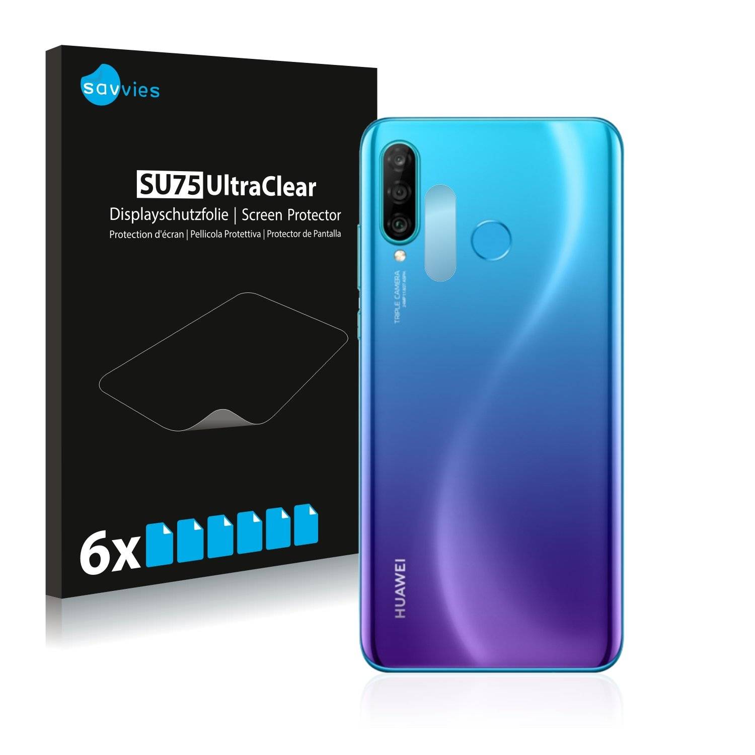 6 Savvies SU7 Displayschutzfoli fü Huawe P3 lit (Kamer au de Rückseite)
