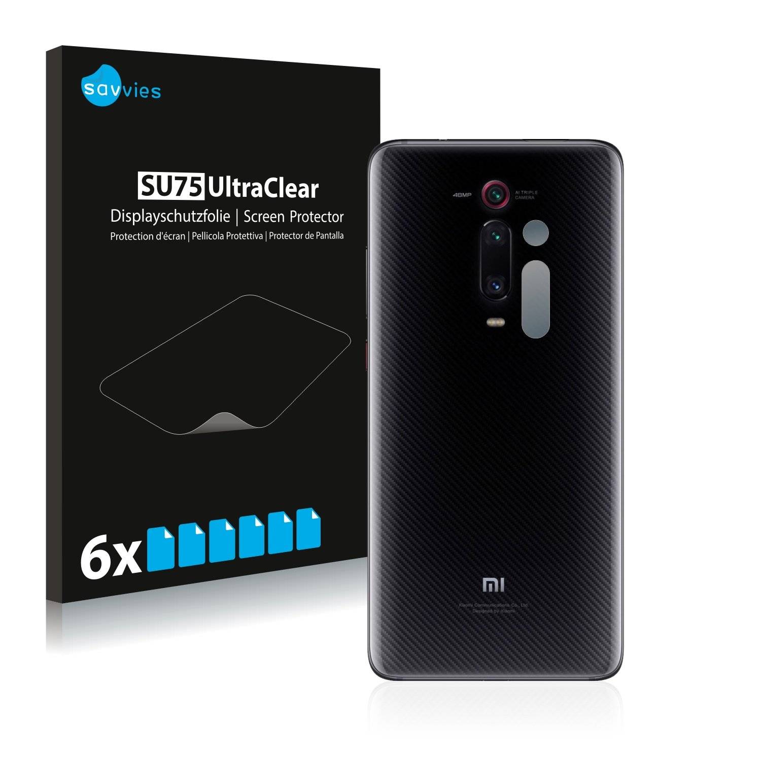 6 Savvies SU7 Displayschutzfoli fü Xiaom M 9 (Kamer au de Rückseite)