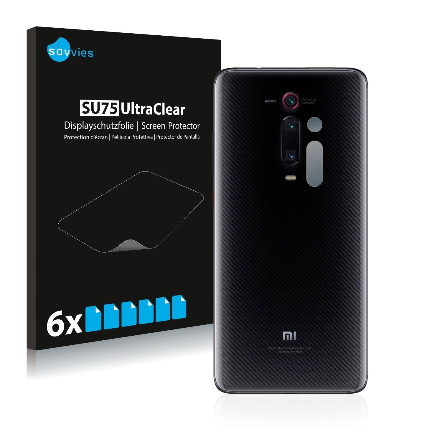 6 Savvies SU7 Displayschutzfoli fü Xiaom M K2 (Kamer au de Rückseite)