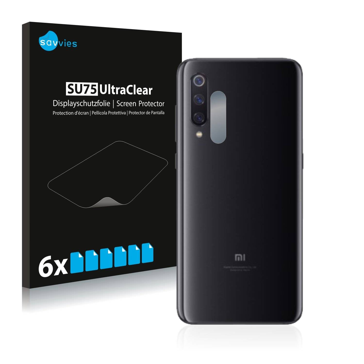 6 Savvies SU7 Displayschutzfoli fü Xiaom M CC (Kamer au de Rückseite)