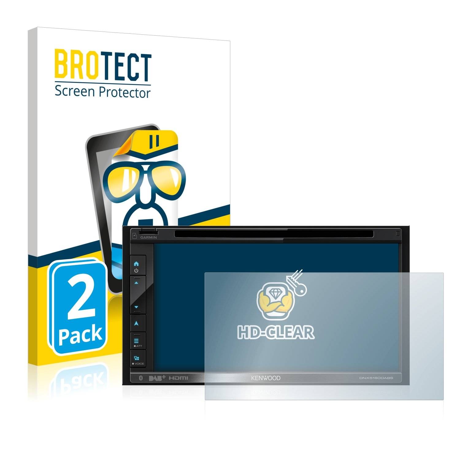 2 BROTECT HD-Clea Displayschutzfoli fü Kenwoo DNX5180DABS