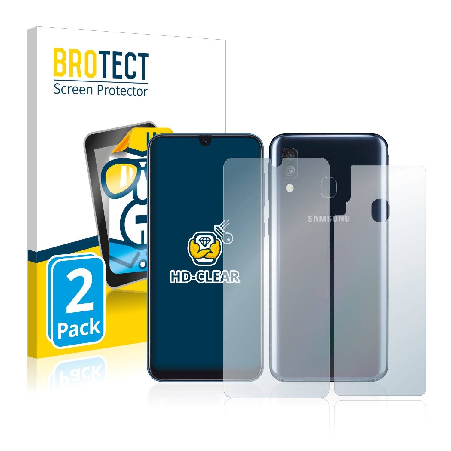 2 BROTECT HD-Clea Displayschutzfoli fü Samsun Galax A4 (Vorde  Rückseite)