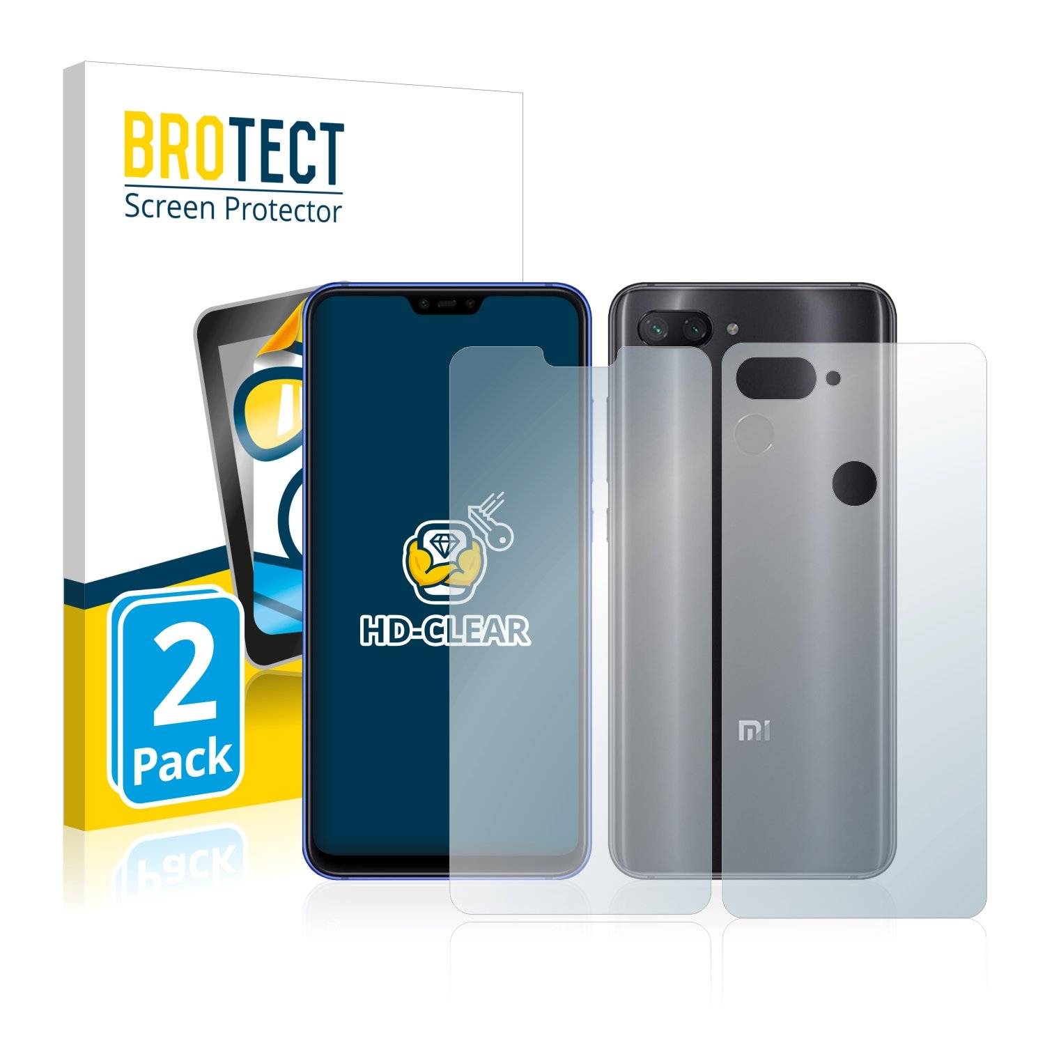 2 BROTECT HD-Clea Displayschutzfoli fü Xiaom M  Lit (Vorde  Rückseite)
