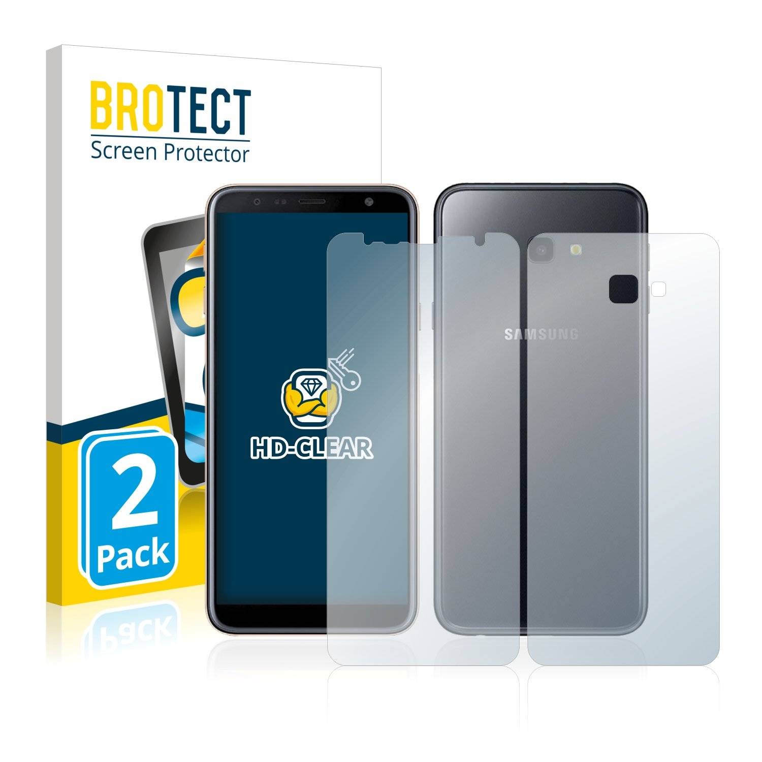 2 BROTECT HD-Clea Displayschutzfoli fü Samsun Galax J Plu (Vorde  Rückseite)
