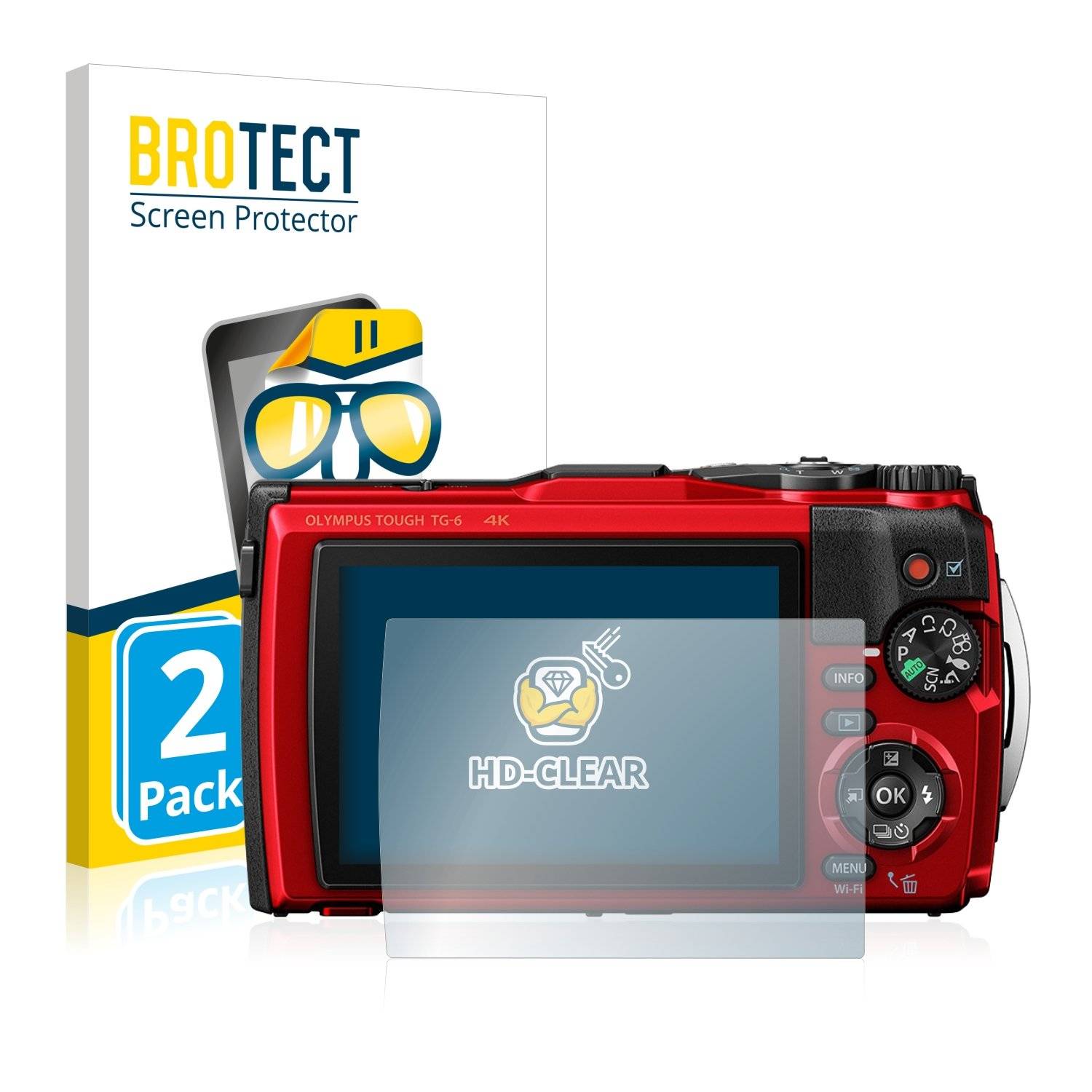 2 BROTECT HD-Clea Displayschutzfoli fü Olympu Toug TG-6