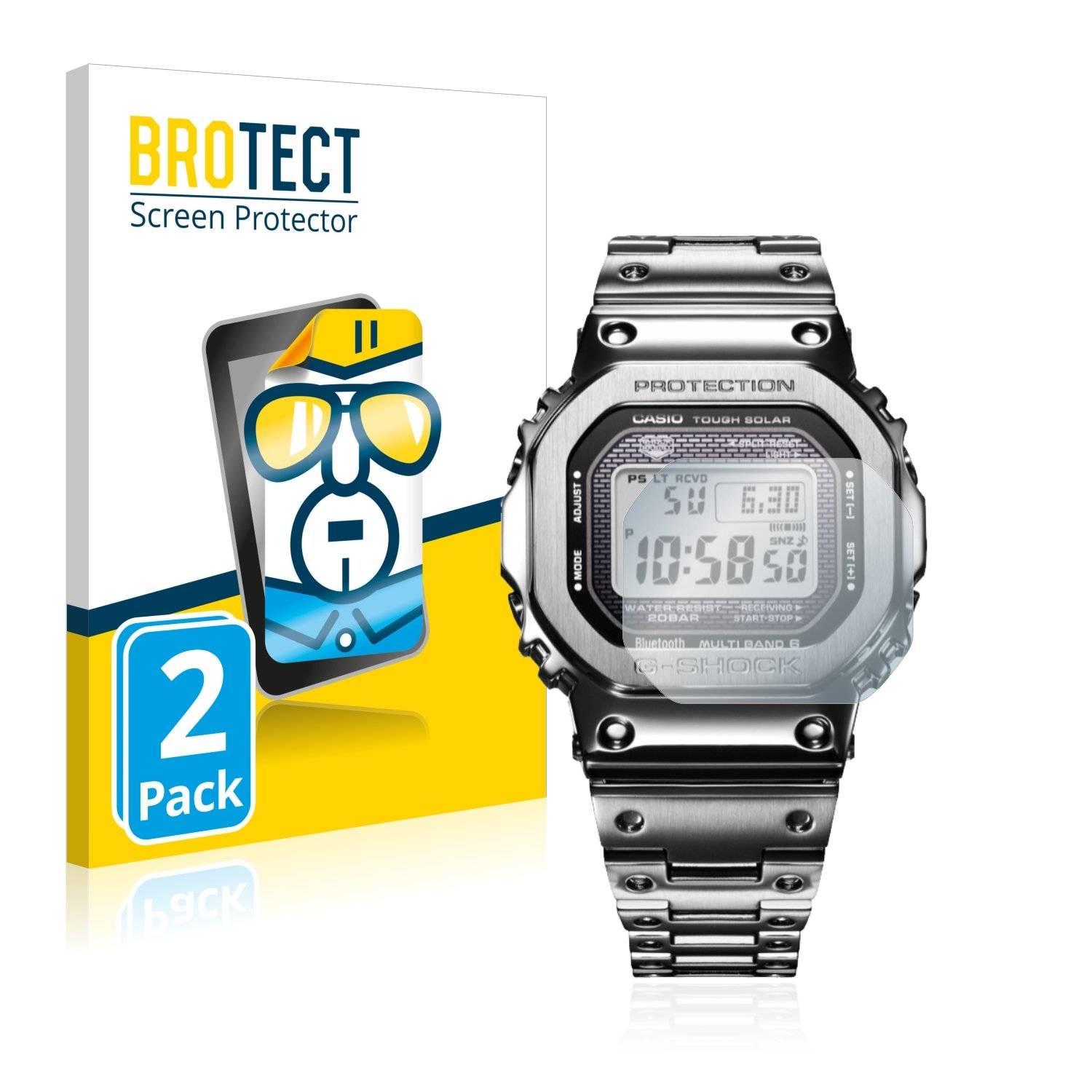 2 BROTECT HD-Clea Displayschutzfoli fü Casi G-Shoc GMW-B5000D-1ER
