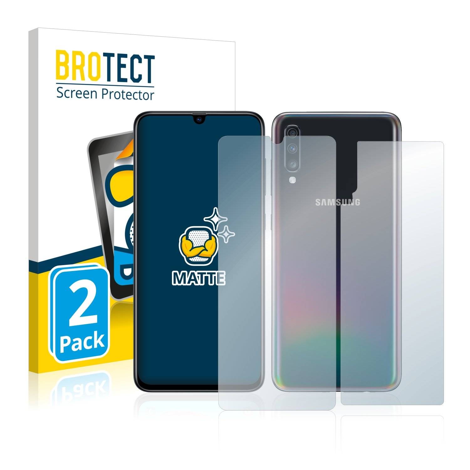2 BROTECT Matt Displayschutzfoli fü Samsun Galax A7 (Vorde  Rückseite)