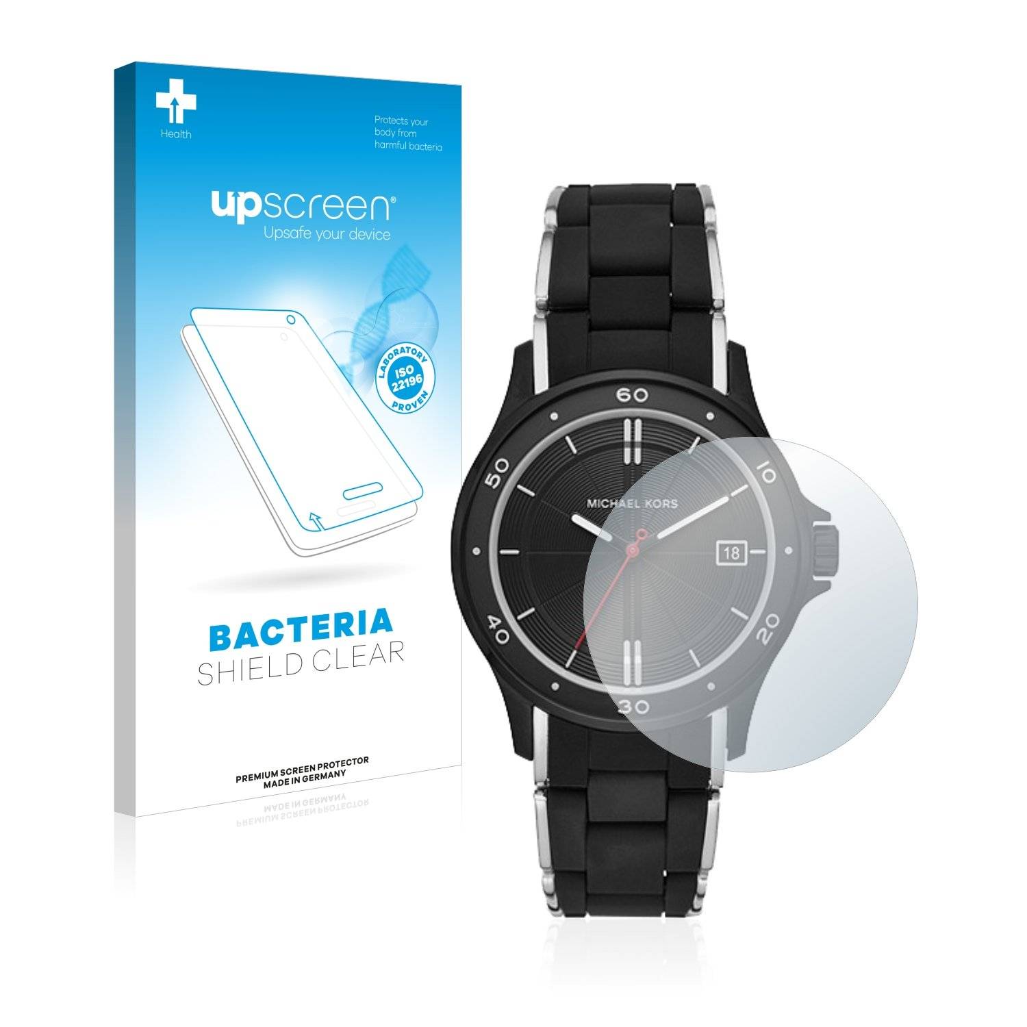 upscreen Bacteri Shiel Clea Premiu Antibakteriell Displayschutzfoli fü Michae Kor Rei (4 mm)