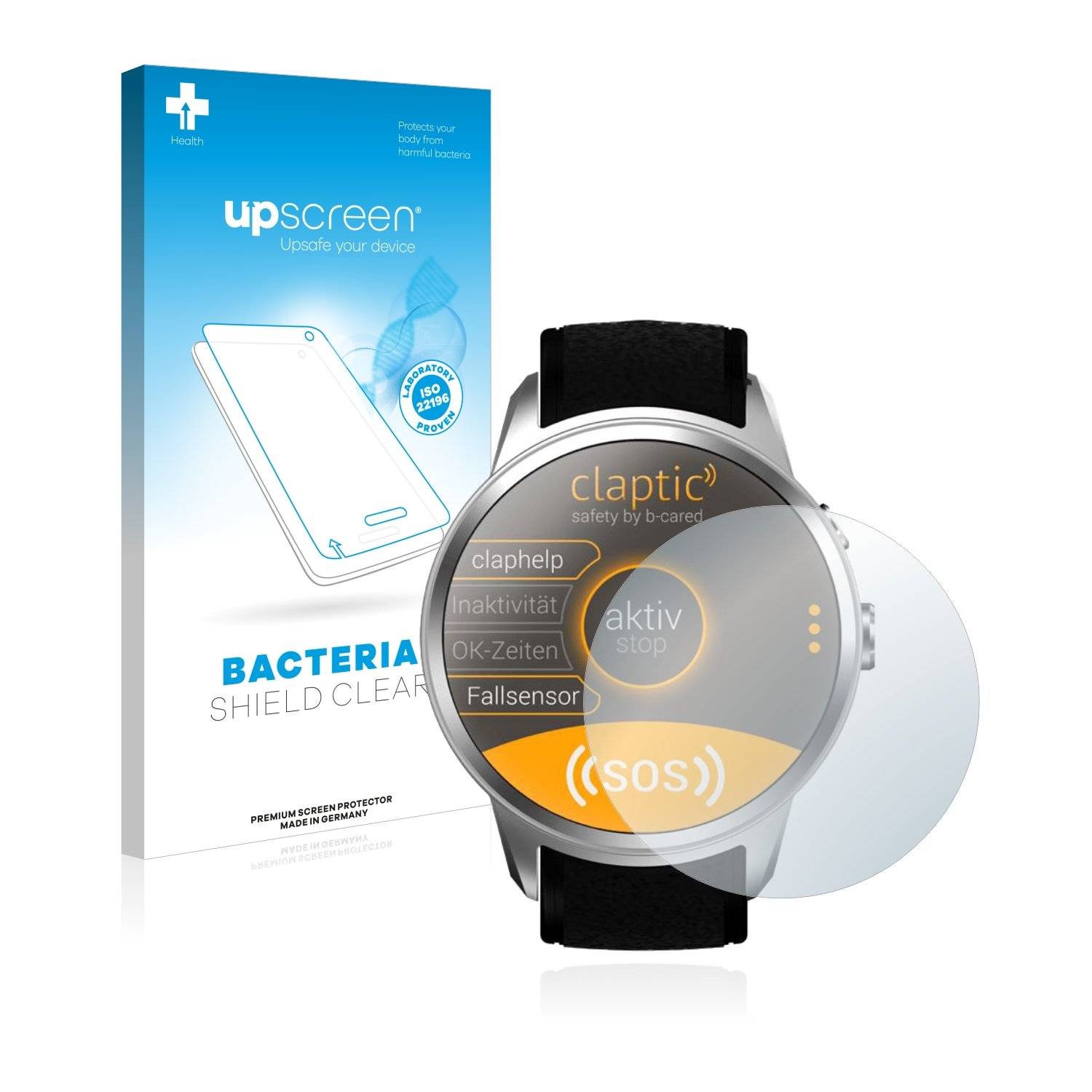 upscreen Bacteri Shiel Clea Premiu Antibakteriell Displayschutzfoli fü Clapti Smartwatch