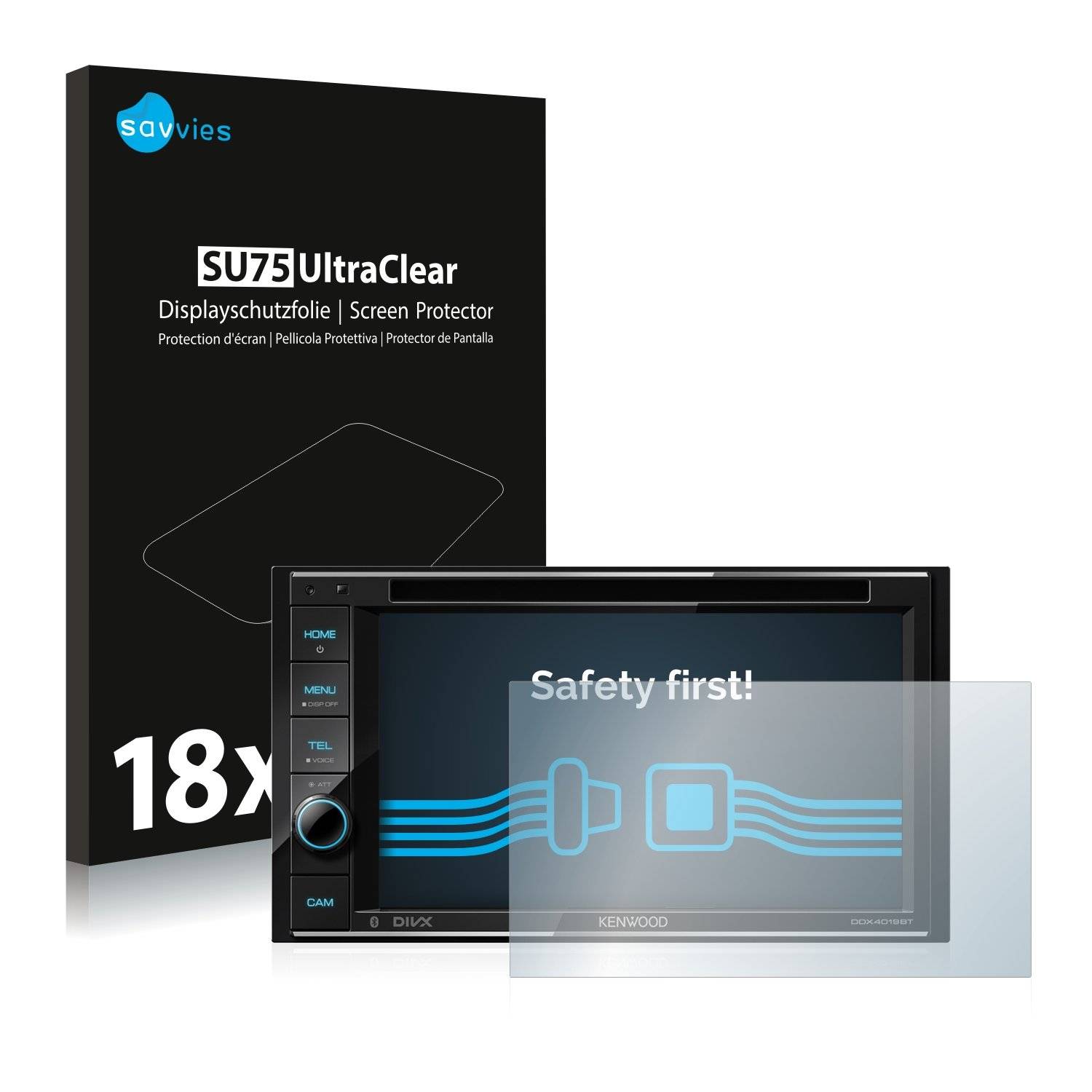 18 Savvies SU7 Displayschutzfoli fü Kenwoo DDX4019BT