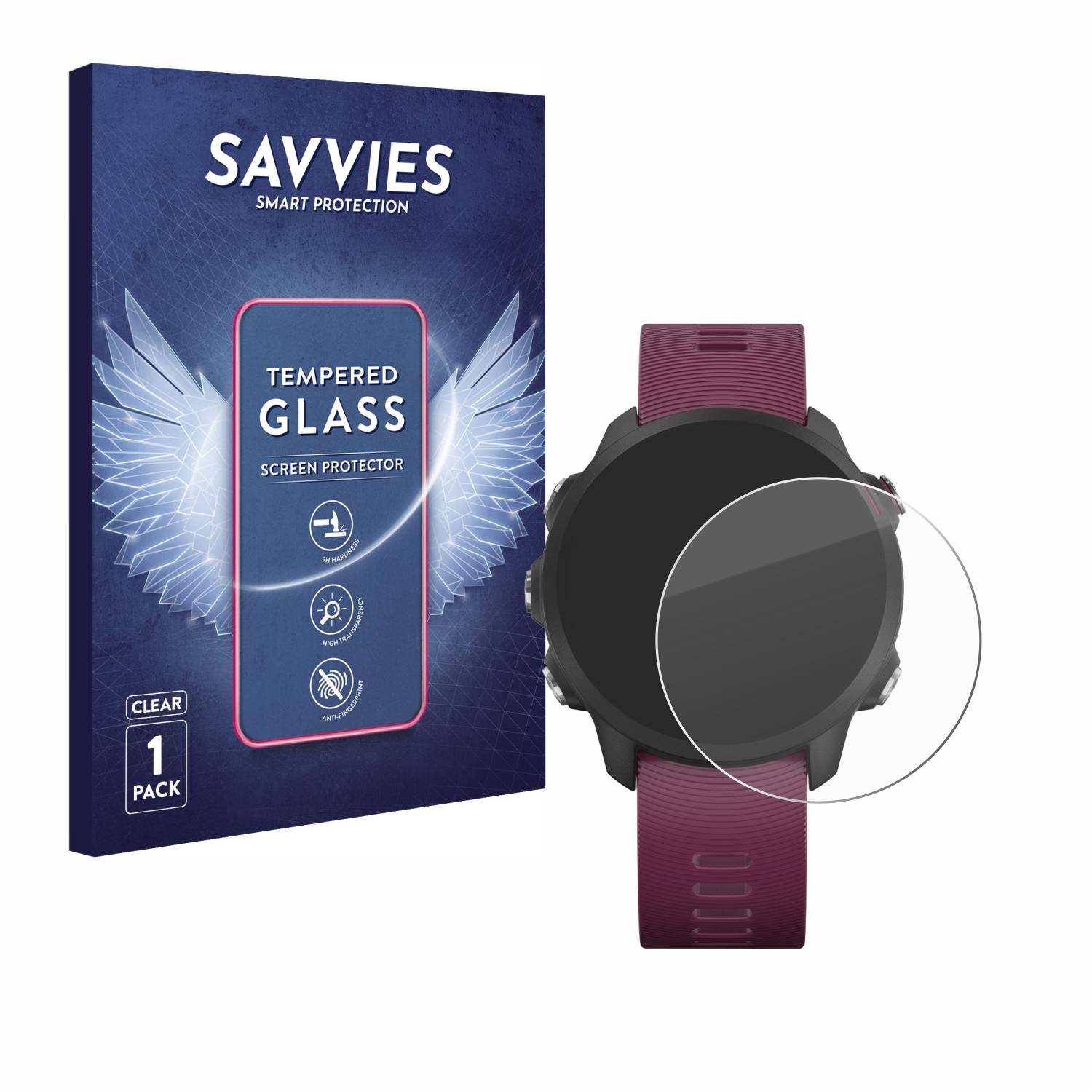 Savvies Clear Panzerglas für Garmin Forerunner 245