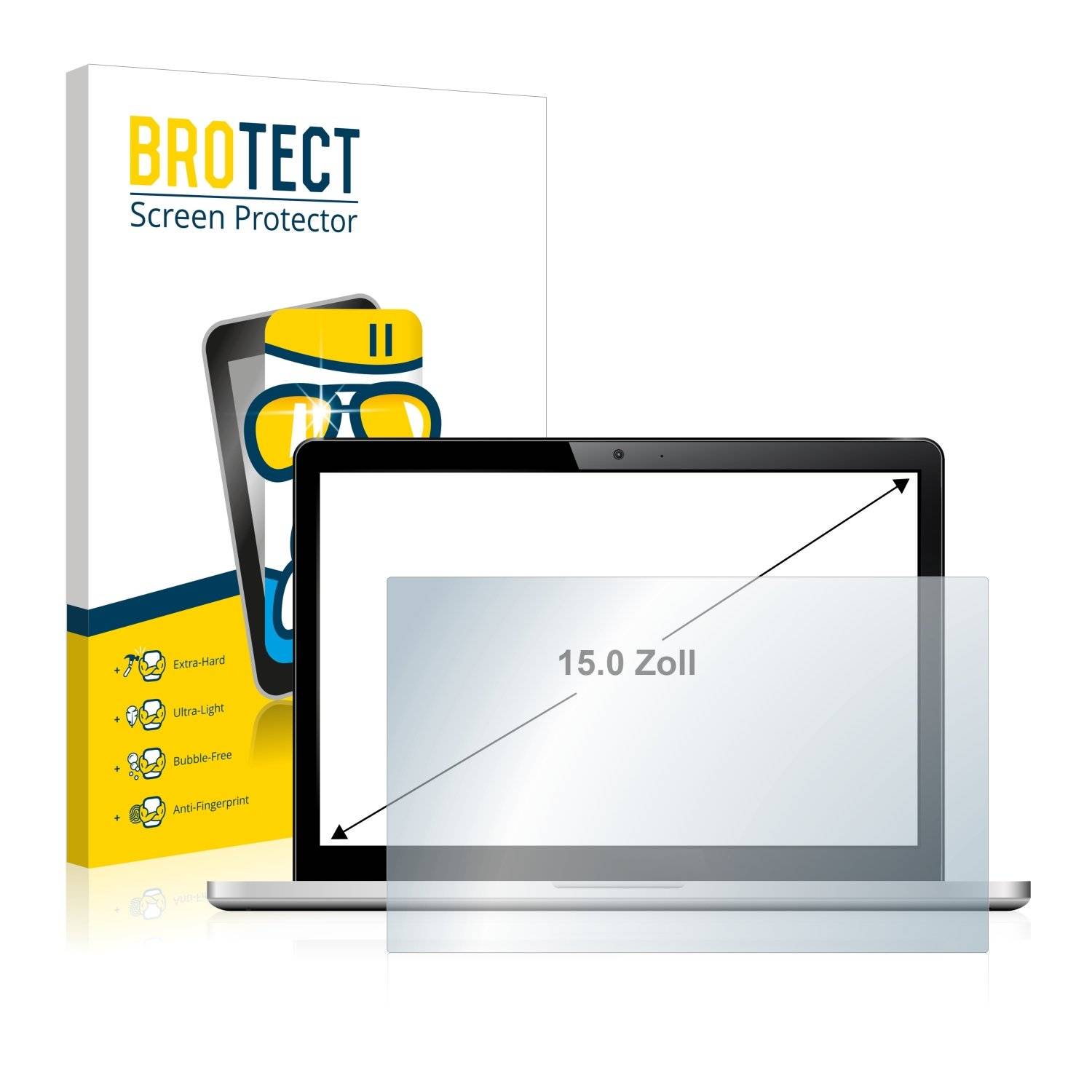 BROTECT AirGlass Panzerglasfoli fü Notebook un Laptop mi 1 Zol Display [30 m  22 mm 4:3]