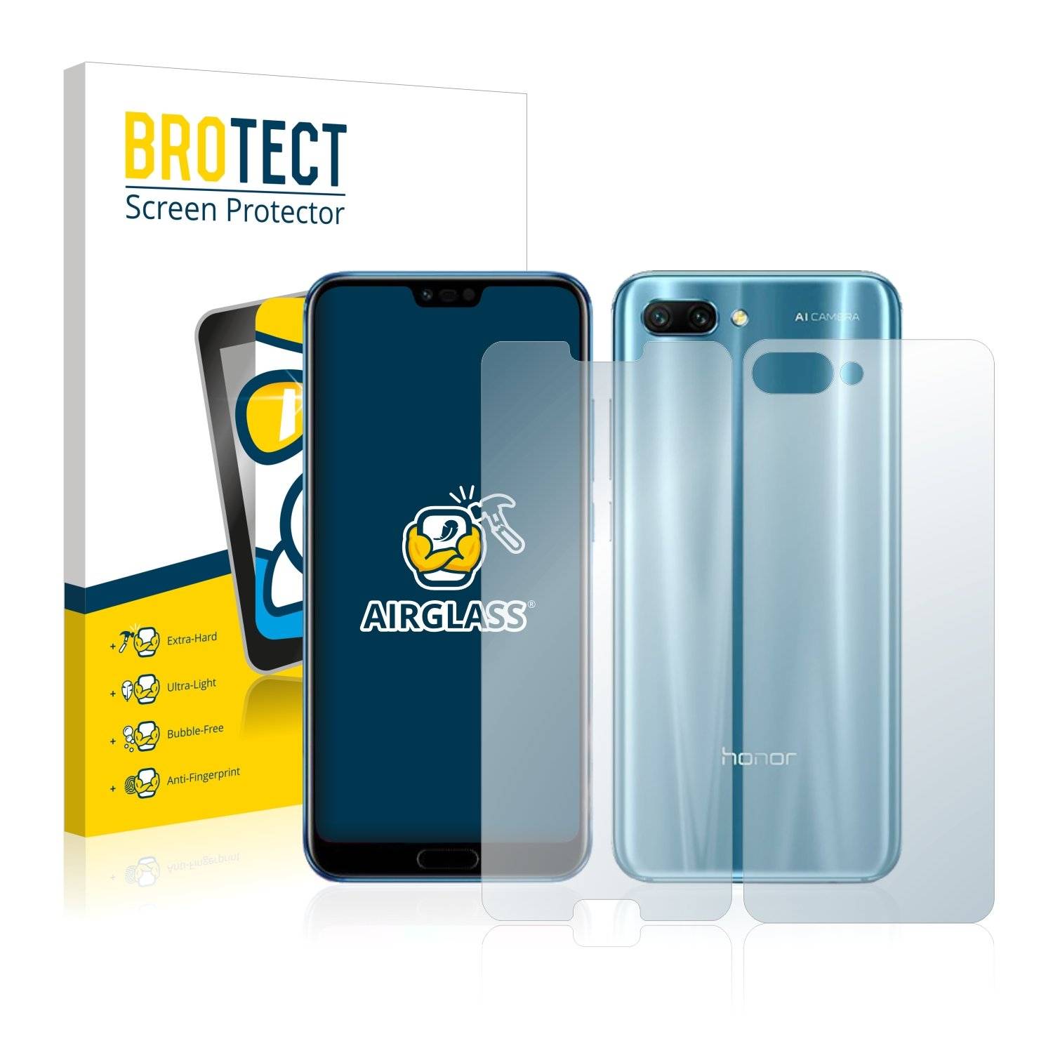 BROTECT AirGlass Panzerglasfoli fü Huawe Hono 1 (Vorde  Rückseite)
