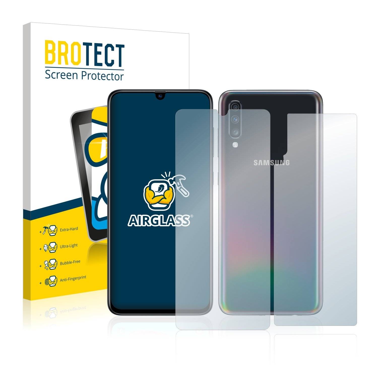 BROTECT AirGlass Panzerglasfoli fü Samsun Galax A7 (Vorde  Rückseite)