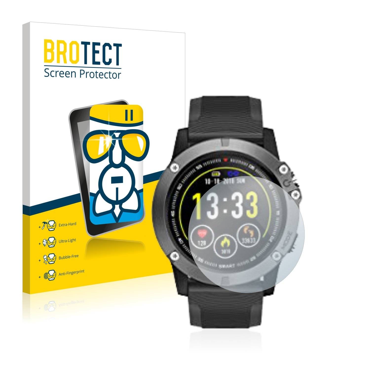 BROTECT AirGlass Panzerglasfoli fü HolyHig Fitnes Tracke Gen-Q58