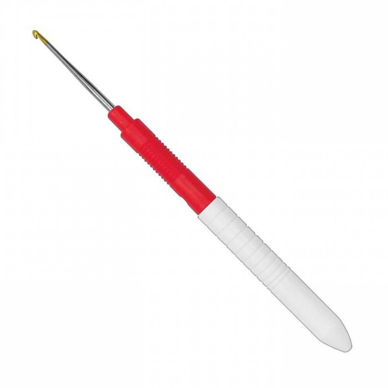 Garnhäkelnadel mit Goldspitze und Griff 0,60 mm 13 cm